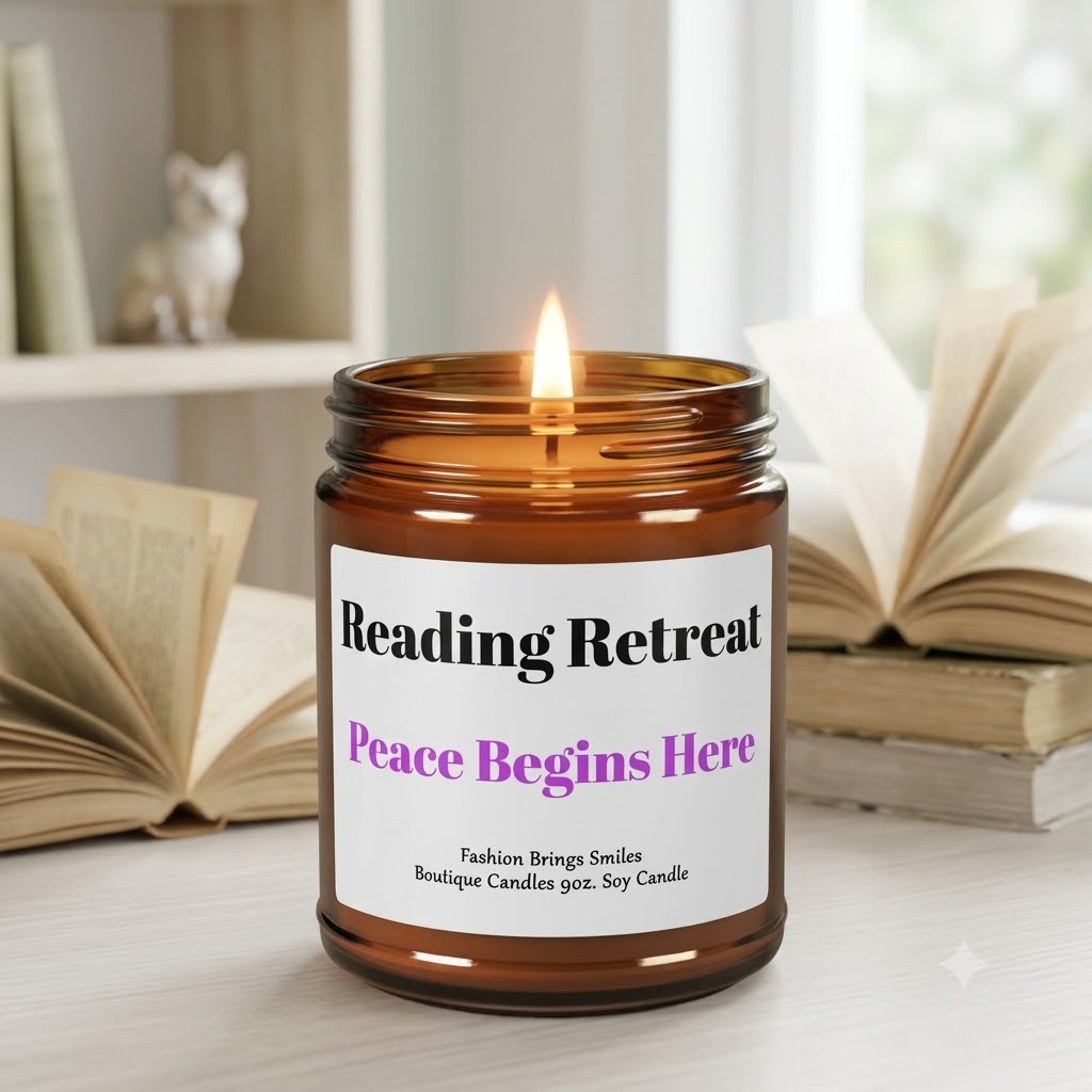 Reading Retreat, Book Lover Candle, Reader Gift, Cozy Reading Nook Decor, Bookworm Gift, 9 oz Soy Candle