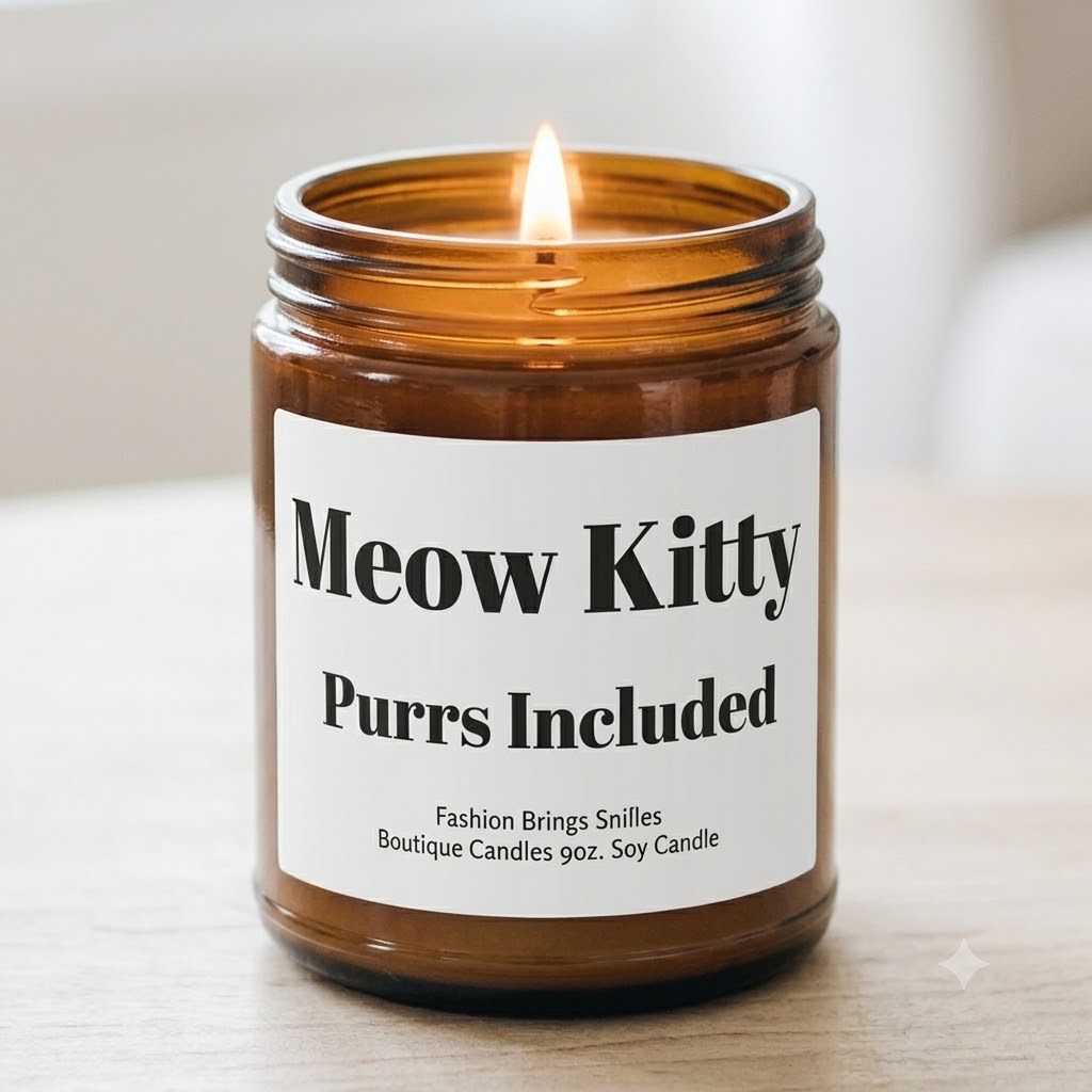 Meow Mom Candle, Funny Feline Gift, Purrs Included, 9oz Soy Candle for Cat Lovers and Kitty Enthusiasts