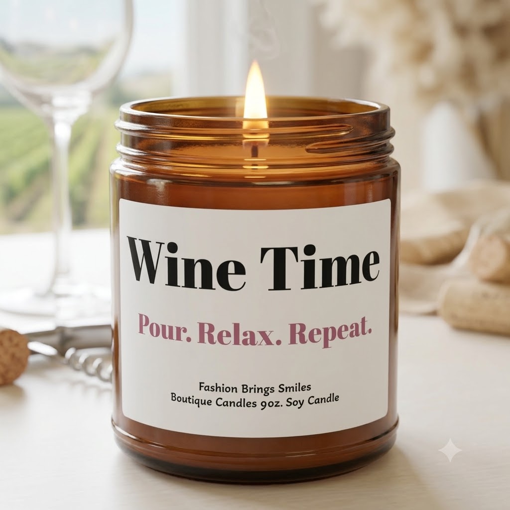 Wine Lover Candle - Wine Time Soy Candle - Wine Gift for Her - Red Wine Decor - Vineyard Gift - Housewarming Gift 