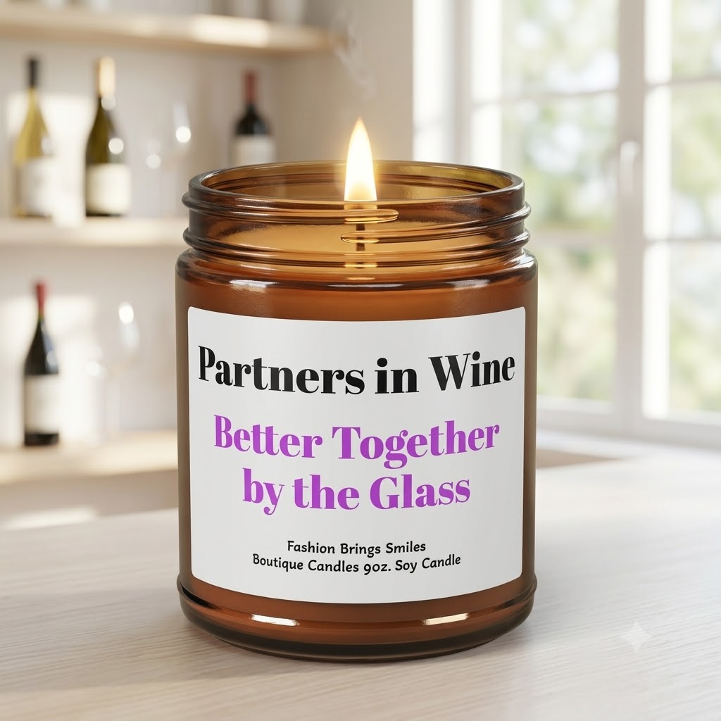 Partners in Wine Better Together by the Glass Candle | Amber Jar Soy Candle