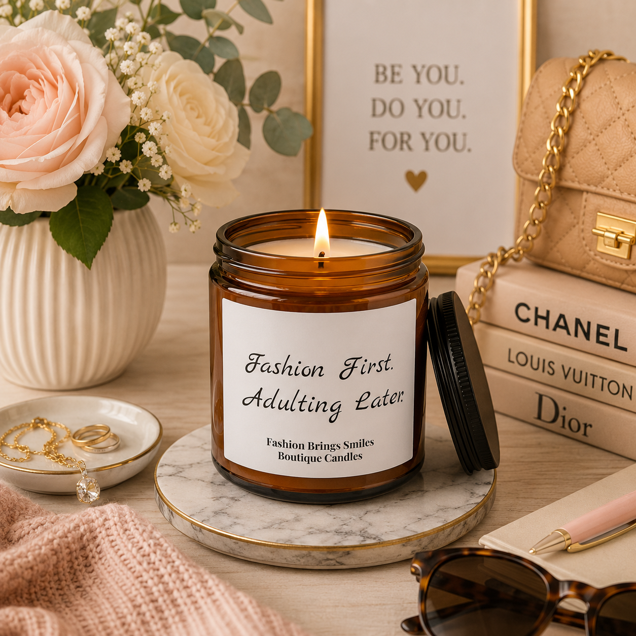 Fashion First Adulting Later Scented Soy Candle Chic Fashion Gift