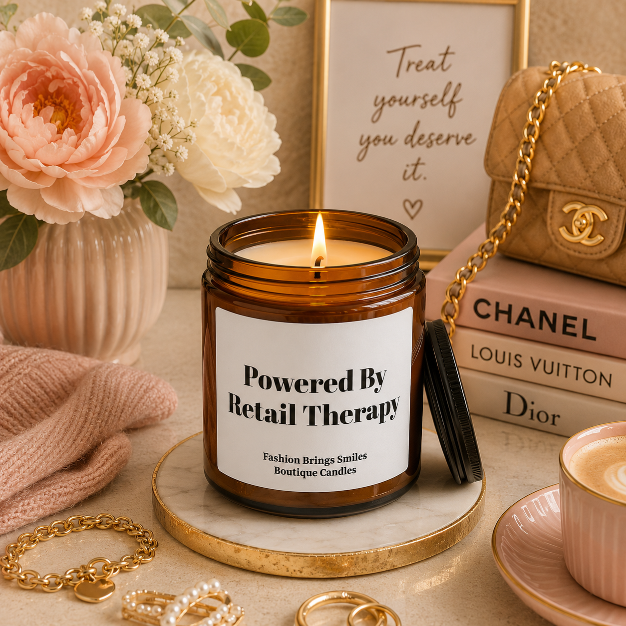 Powered By Retail Therapy Scented Soy Candle Chic Fashion Gift