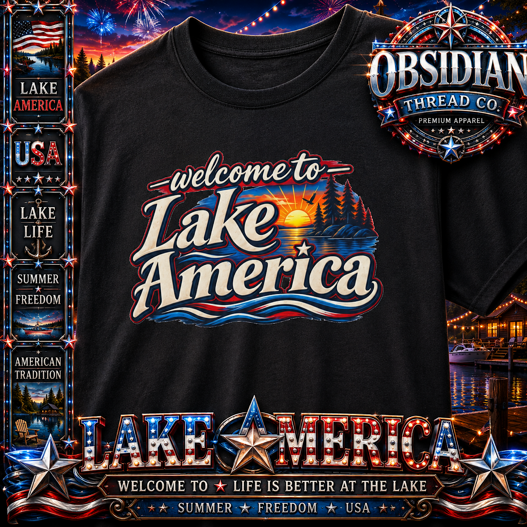 Lake America Lake Ontario President Trump Unisex Shirt USA Patriotic Lake Life  product preview