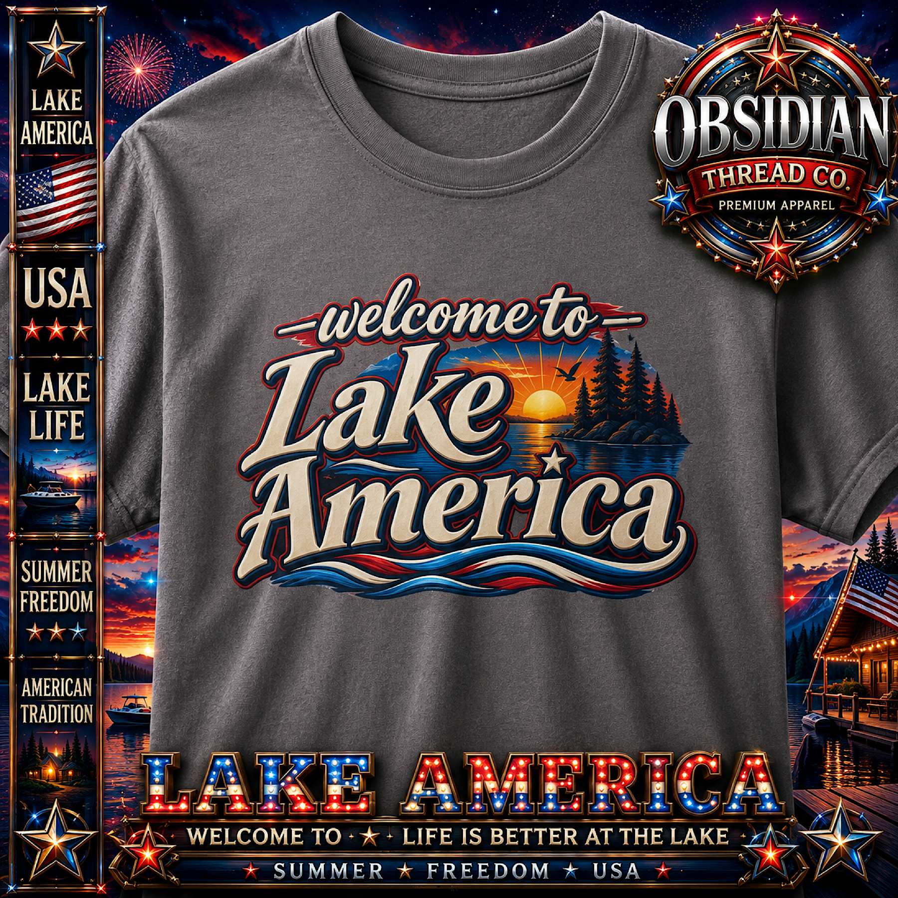 Lake America Lake Ontario President Trump Unisex Shirt USA Patriotic Lake Life  color preview 2