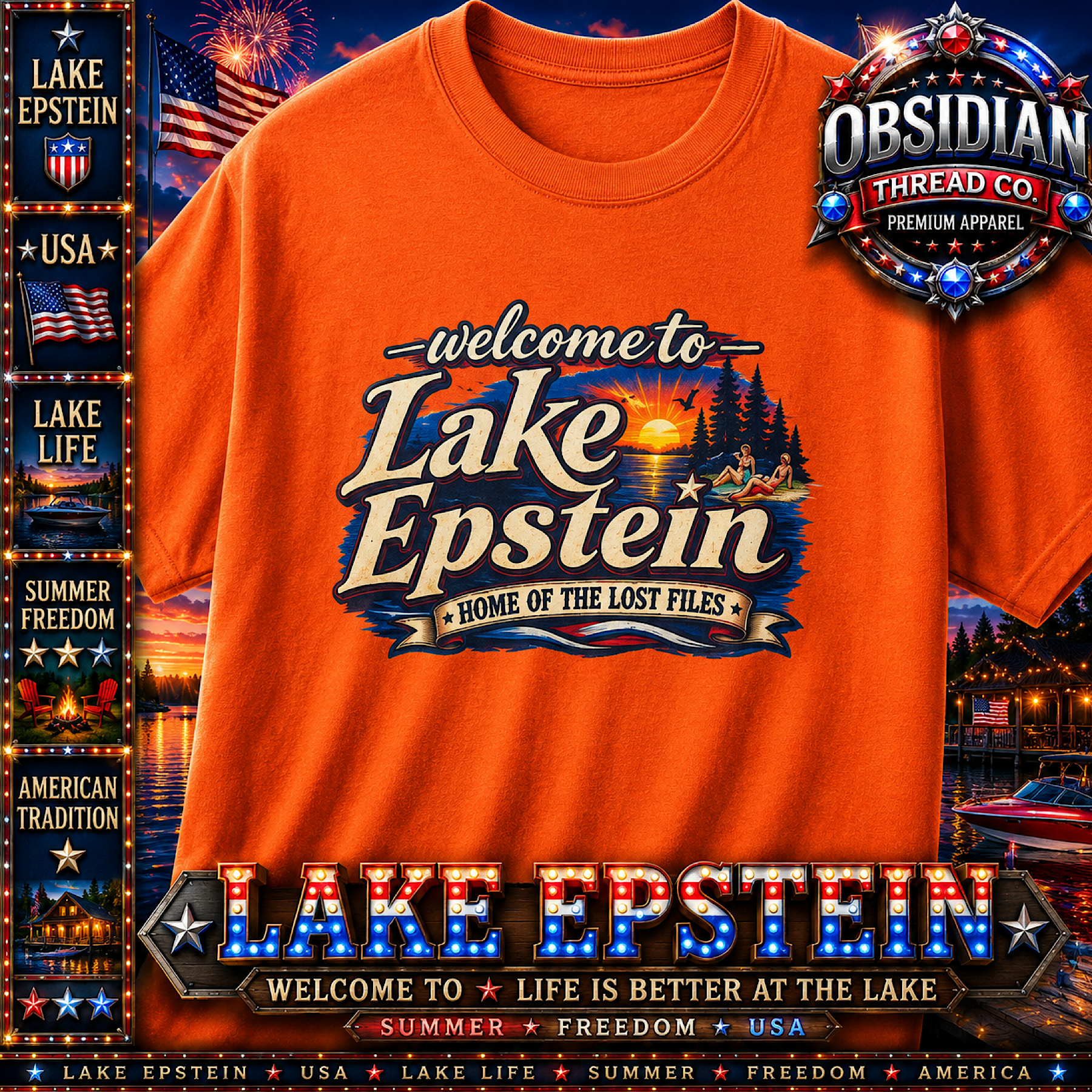 Lake Epstein Lake America Lake Ontario President Trump Unisex Shirt Lost Files  color preview 4