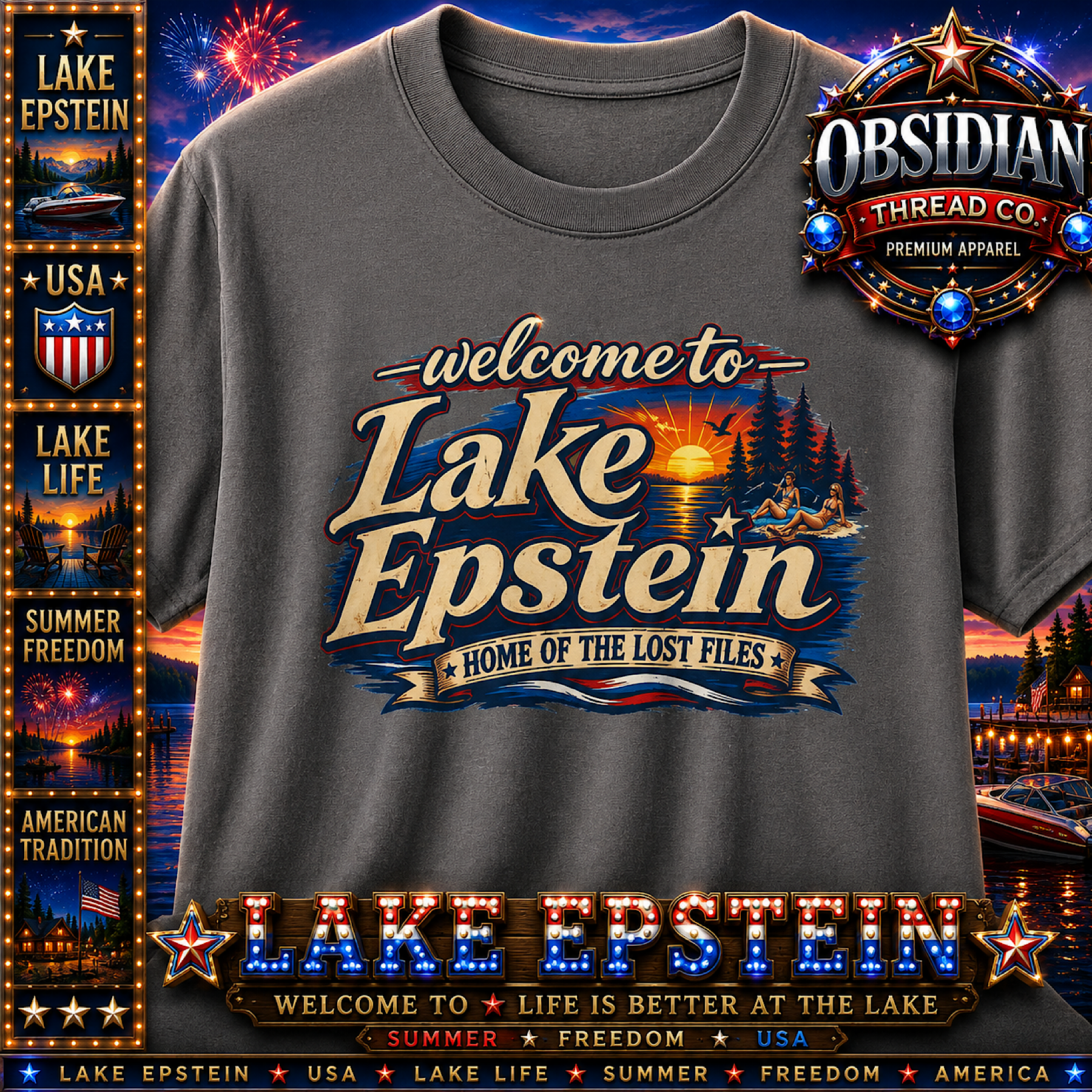 Lake Epstein Lake America Lake Ontario President Trump Unisex Shirt Lost Files  color preview 2
