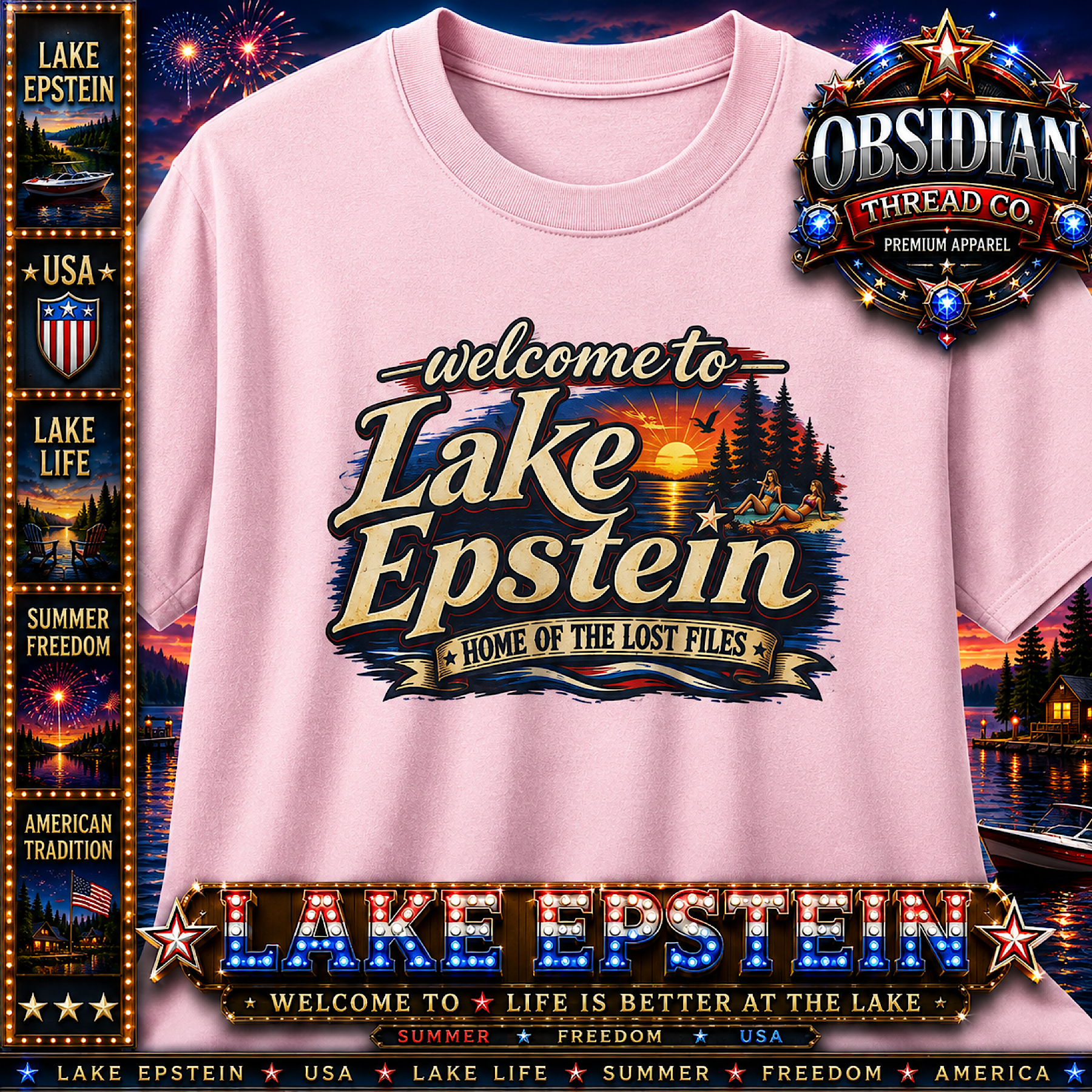 Lake Epstein Lake America Lake Ontario President Trump Unisex Shirt Lost Files  color preview 3
