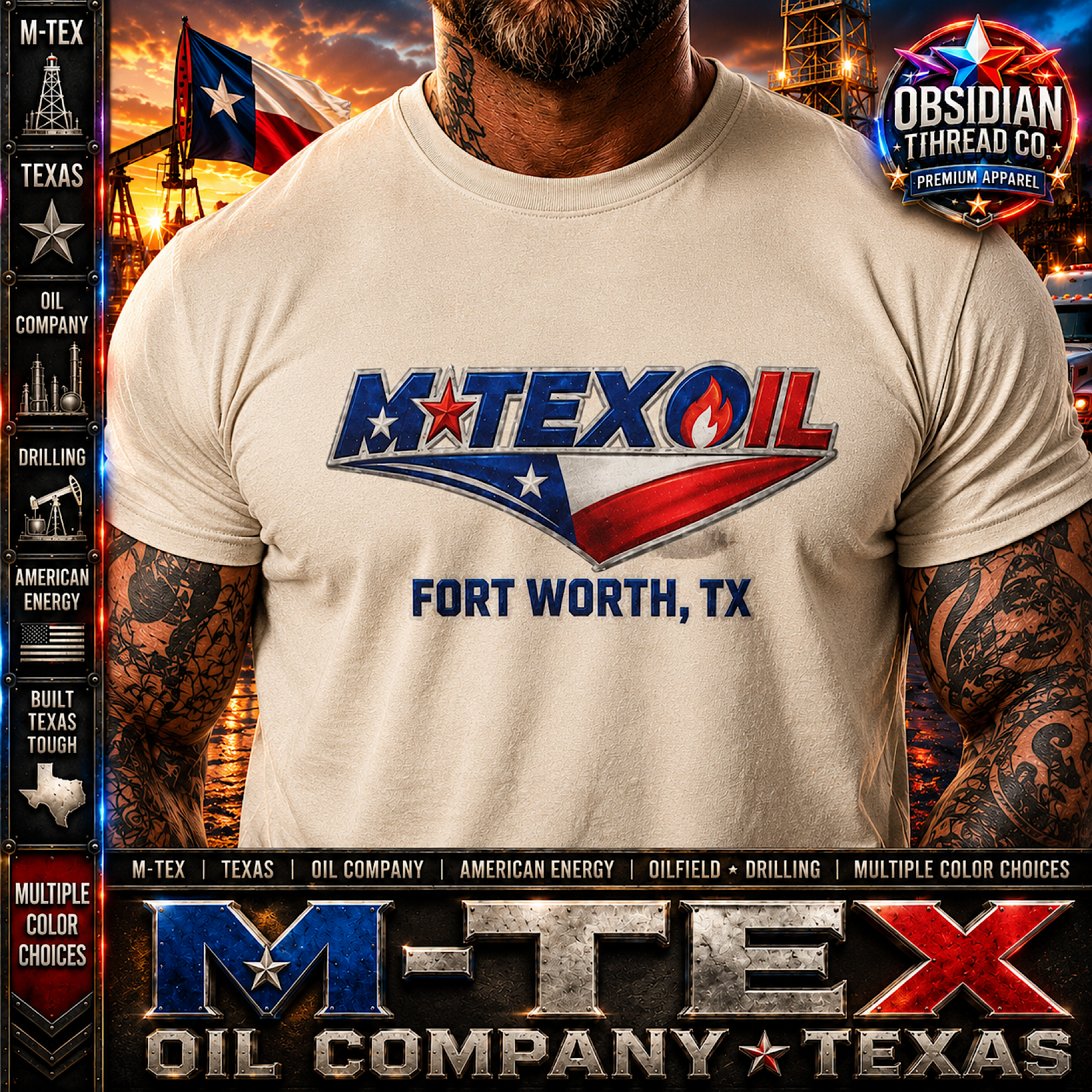 M-Tex Oil Company CTT Oil Exploration &amp; Cattle Landman Fort Worth Texas Shirt color preview 4