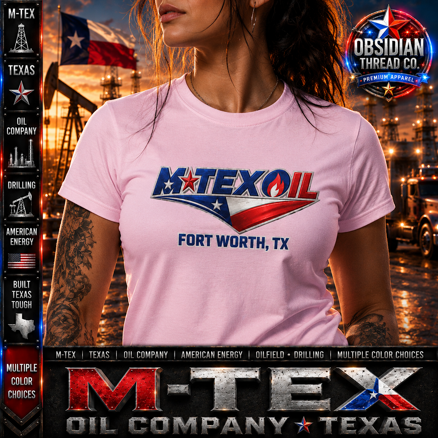M-Tex Oil Company CTT Oil Exploration &amp; Cattle Landman Fort Worth Texas Shirt color preview 2