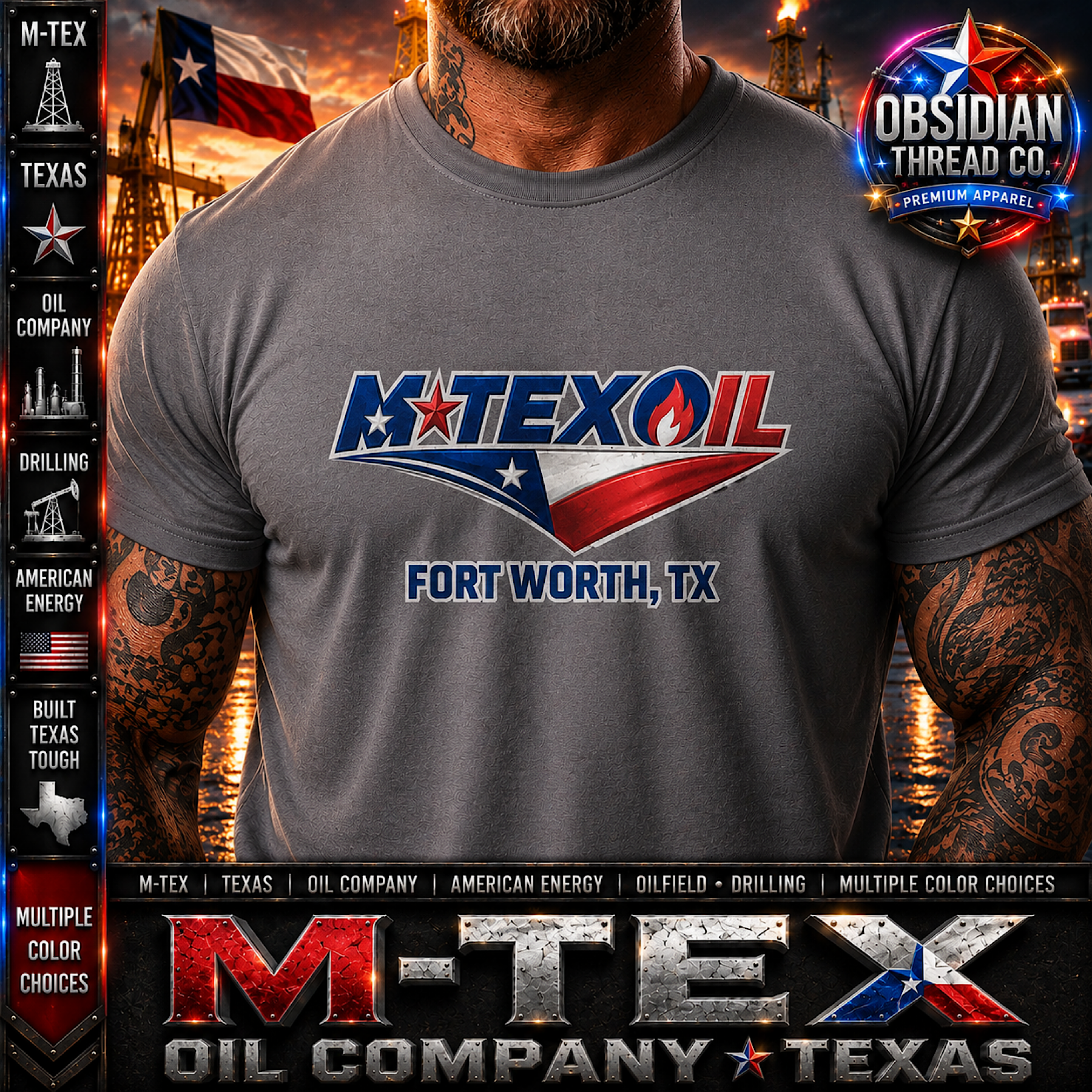M-Tex Oil Company CTT Oil Exploration &amp; Cattle Landman Fort Worth Texas Shirt color preview 3