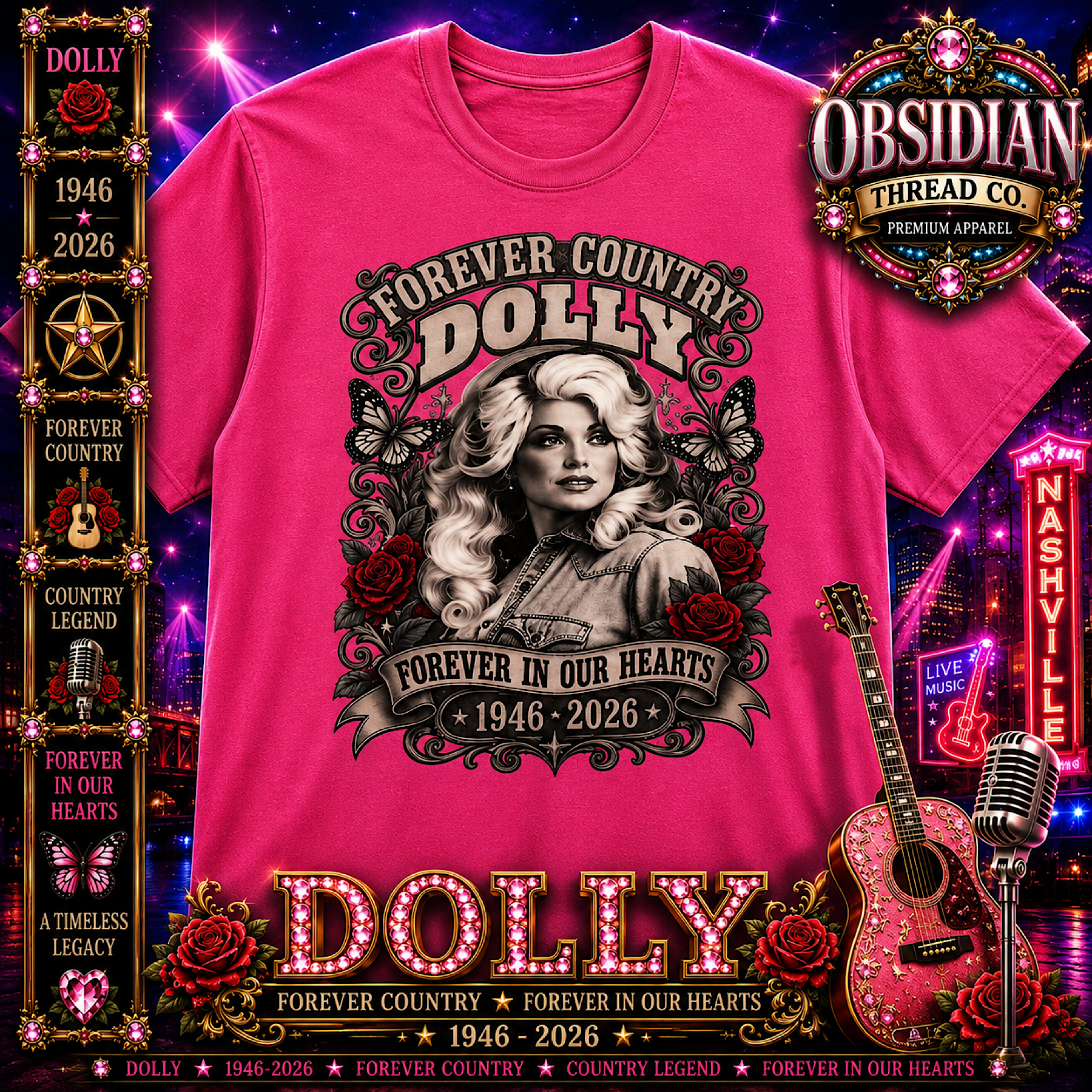Dolly Parton Memorial Tribute Shirt RIP 1946-2026 Forever Country Unisex Tee color preview 2