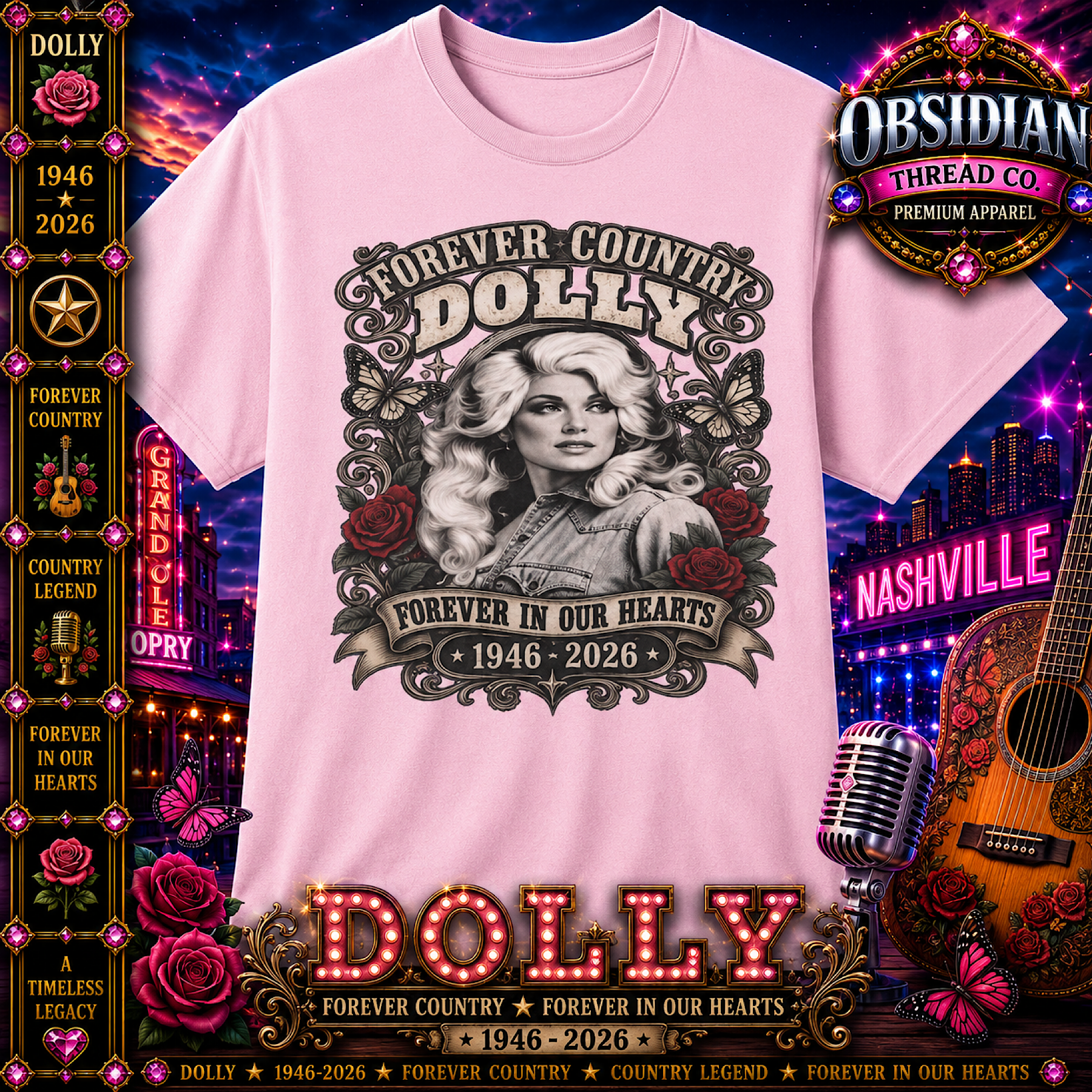 Dolly Parton Memorial Tribute Shirt RIP 1946-2026 Forever Country Unisex Tee color preview 4