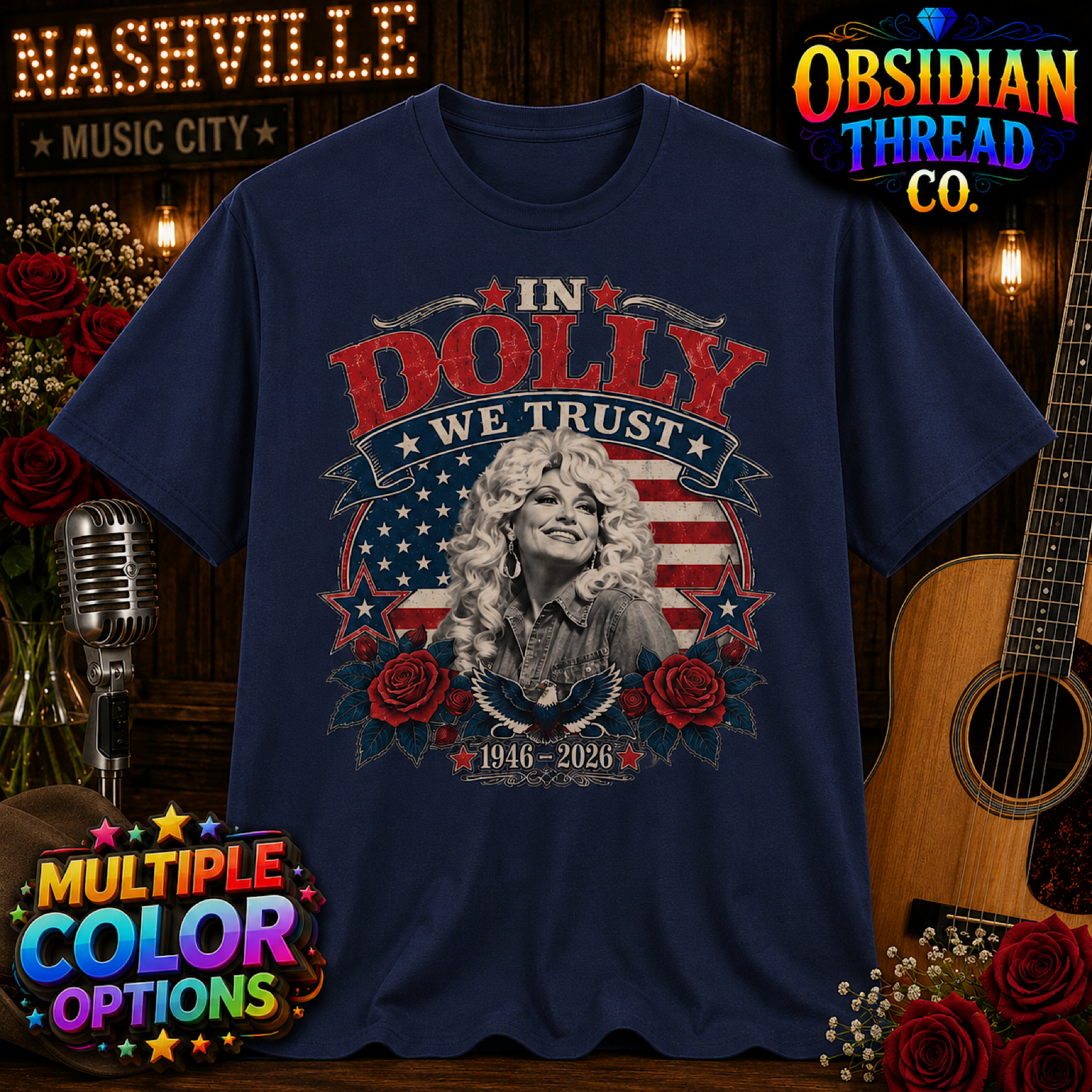 In Dolly We Trust Dolly Parton Unisex Shirt USA Country Music Patriotic Tribute  product preview