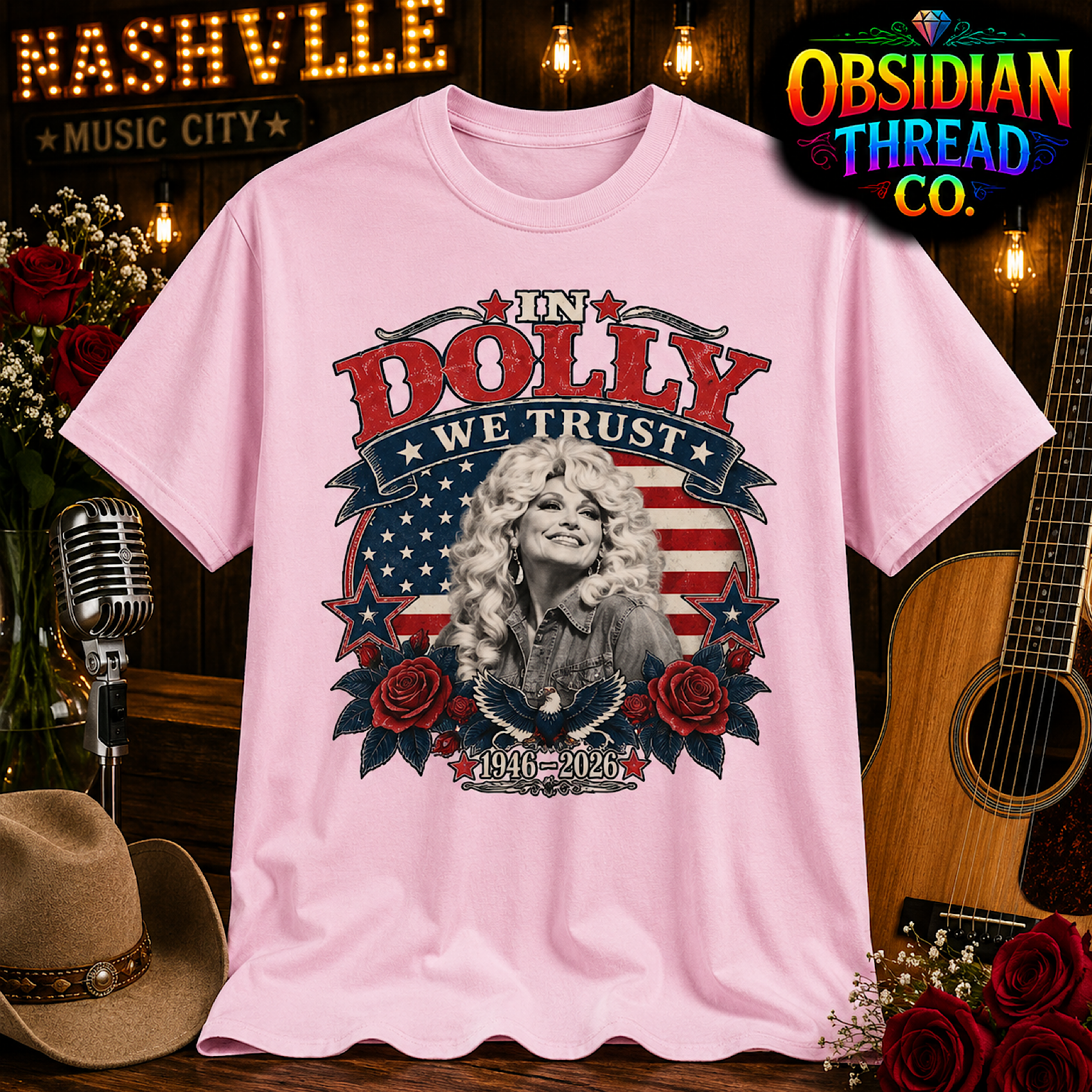 In Dolly We Trust Dolly Parton Unisex Shirt USA Country Music Patriotic Tribute color preview 2