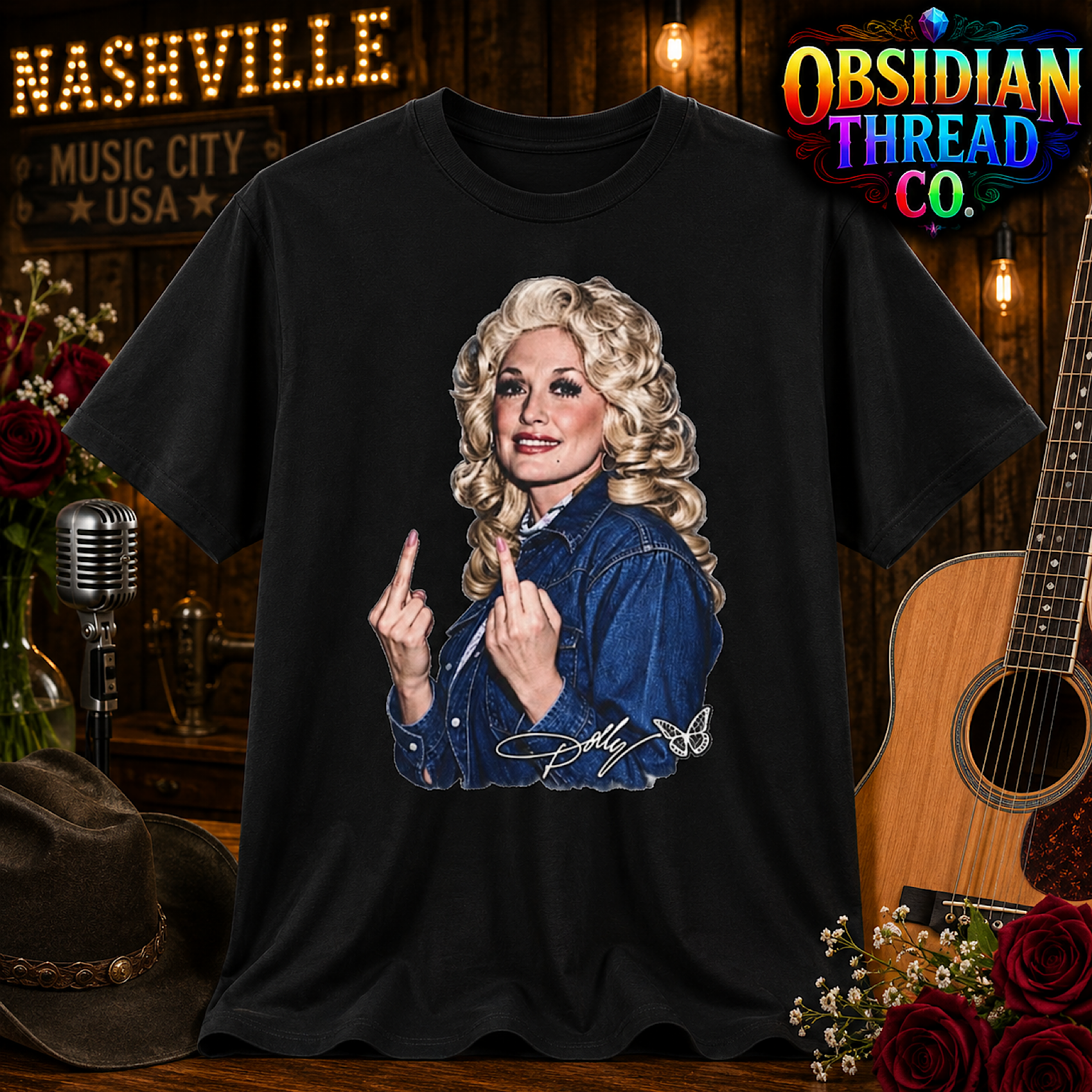 Dolly Parton Middle Finger Unisex Shirt Funny Country Music Nashville Concert T product preview