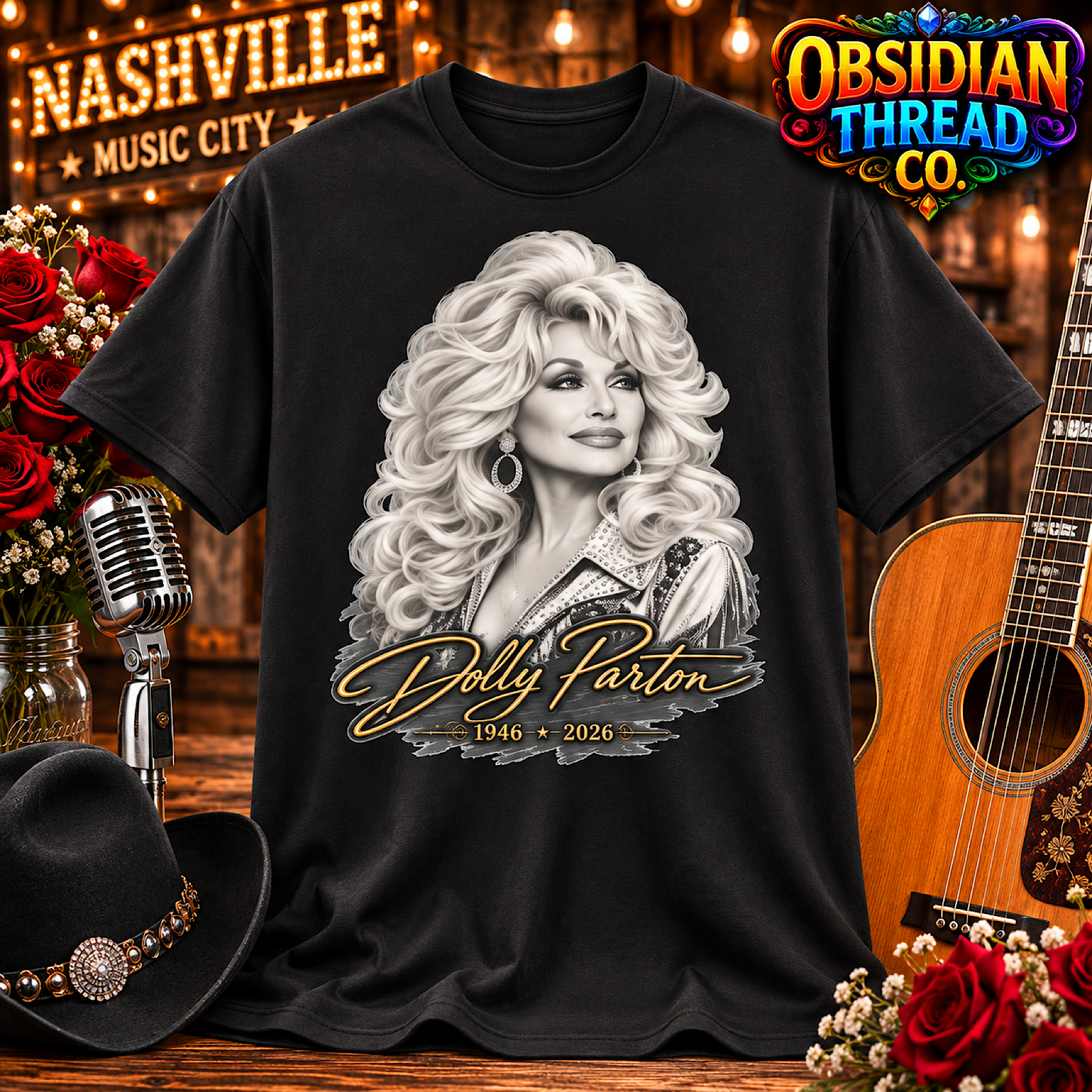 Dolly Parton Unisex Shirt 1946-2026 Country Music Memorial Tribute Signature Tee product preview