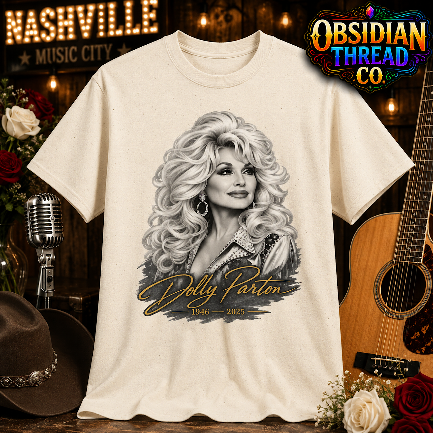 Dolly Parton Unisex Shirt 1946-2026 Country Music Memorial Tribute Signature Tee color preview 3