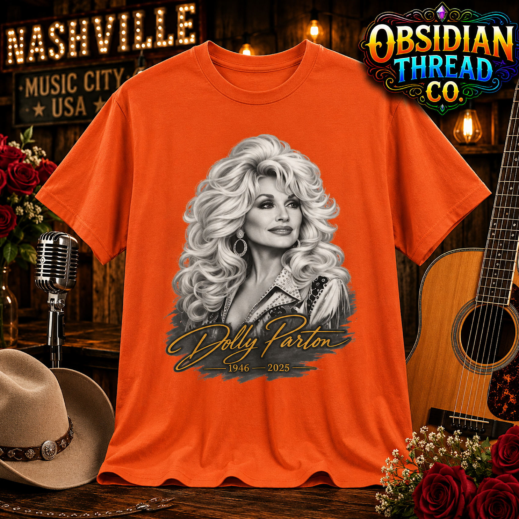 Dolly Parton Unisex Shirt 1946-2026 Country Music Memorial Tribute Signature Tee color preview 4