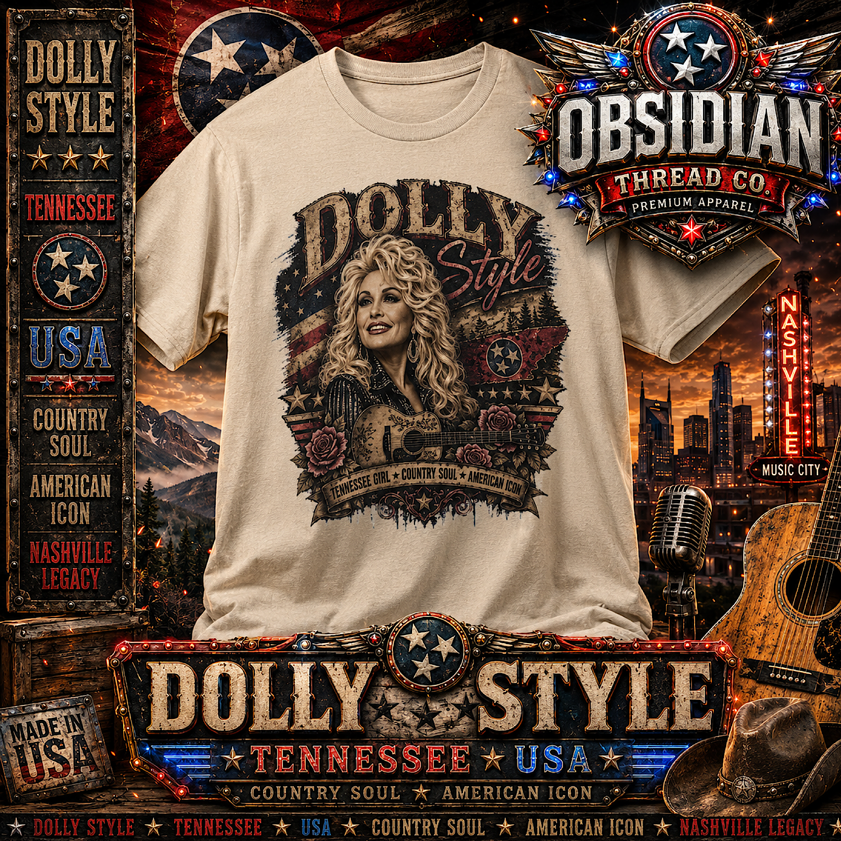 Dolly Parton Unisex Shirt Tennessee USA Country Music Nashville Memorial Tee color preview 4