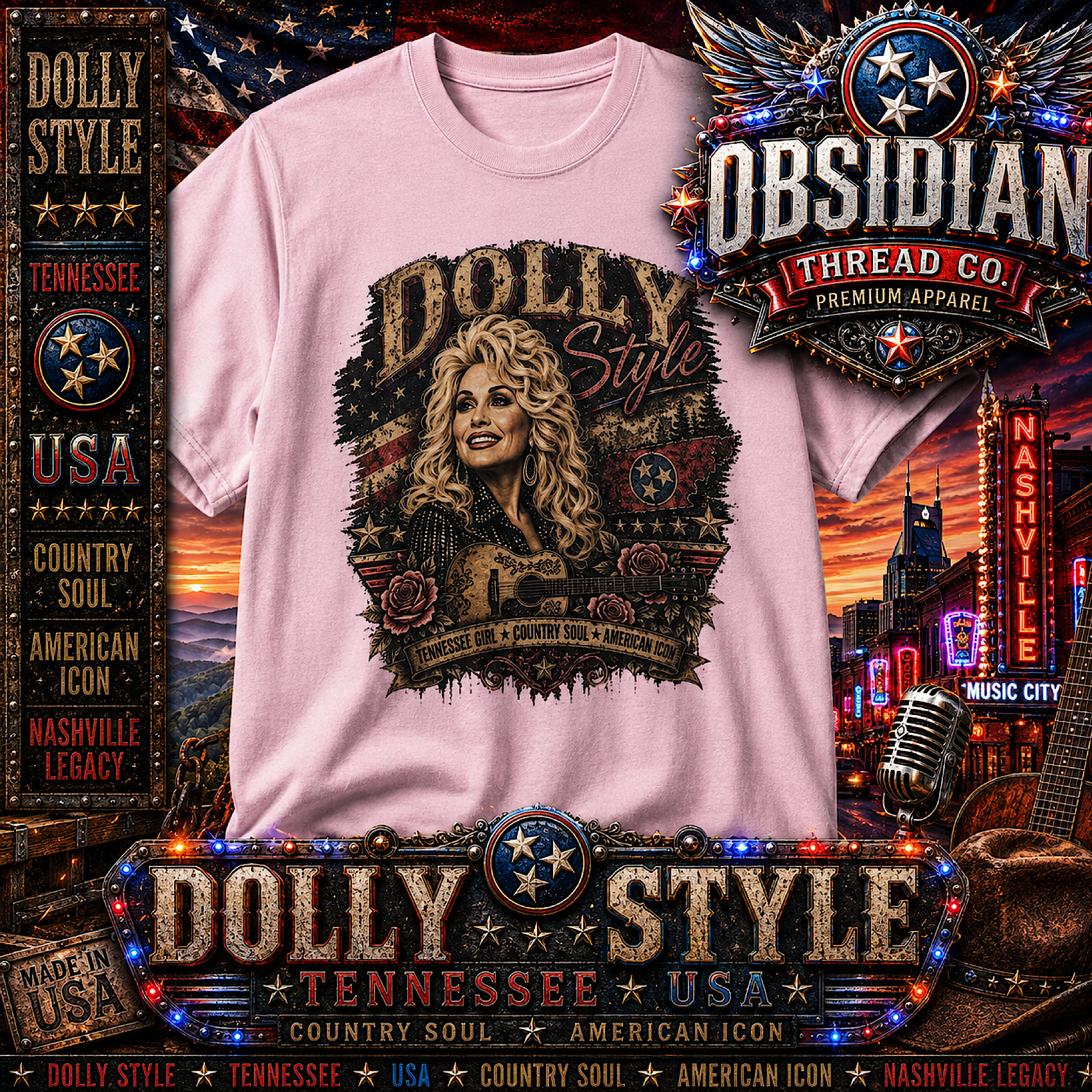 Dolly Parton Unisex Shirt Tennessee USA Country Music Nashville Memorial Tee color preview 2