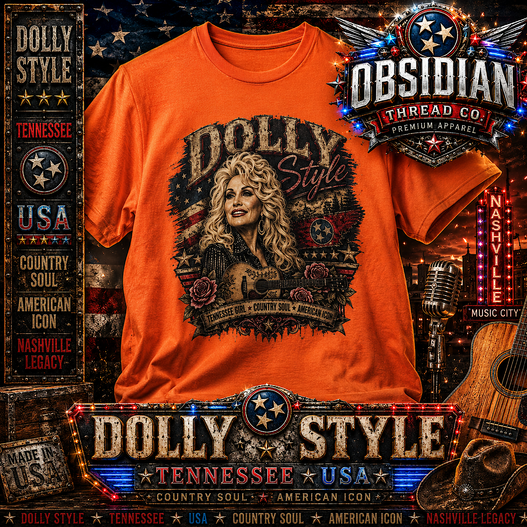 Dolly Parton Unisex Shirt Tennessee USA Country Music Nashville Memorial Tee color preview 3
