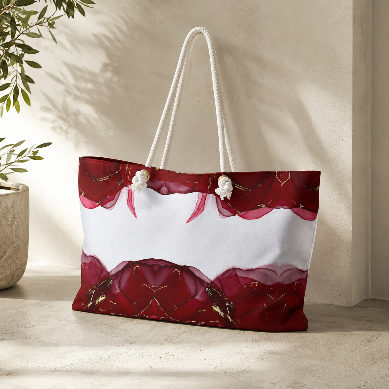 Red Rose Pattern Weekender Bag