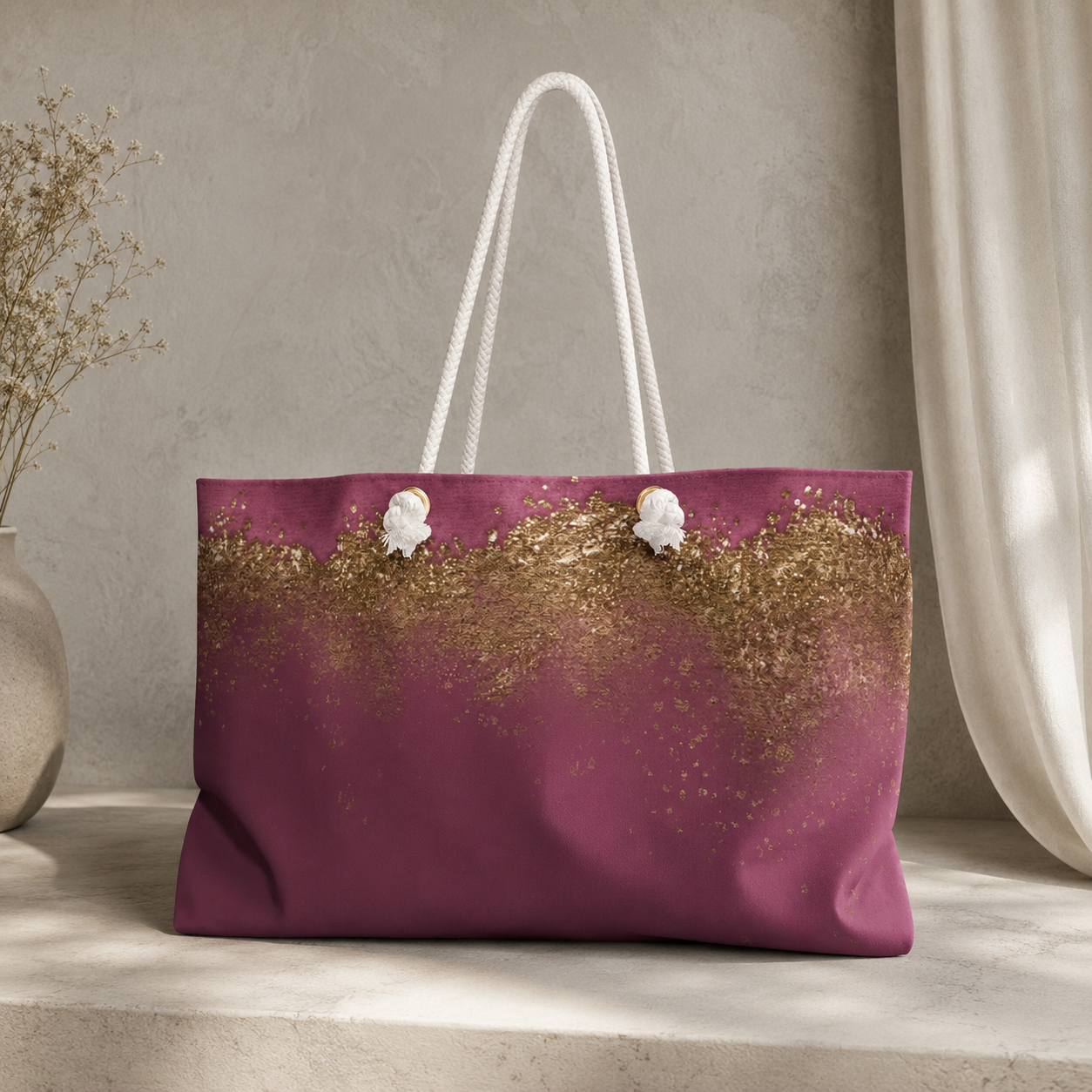Gold Glitter Wave Weekender Bag