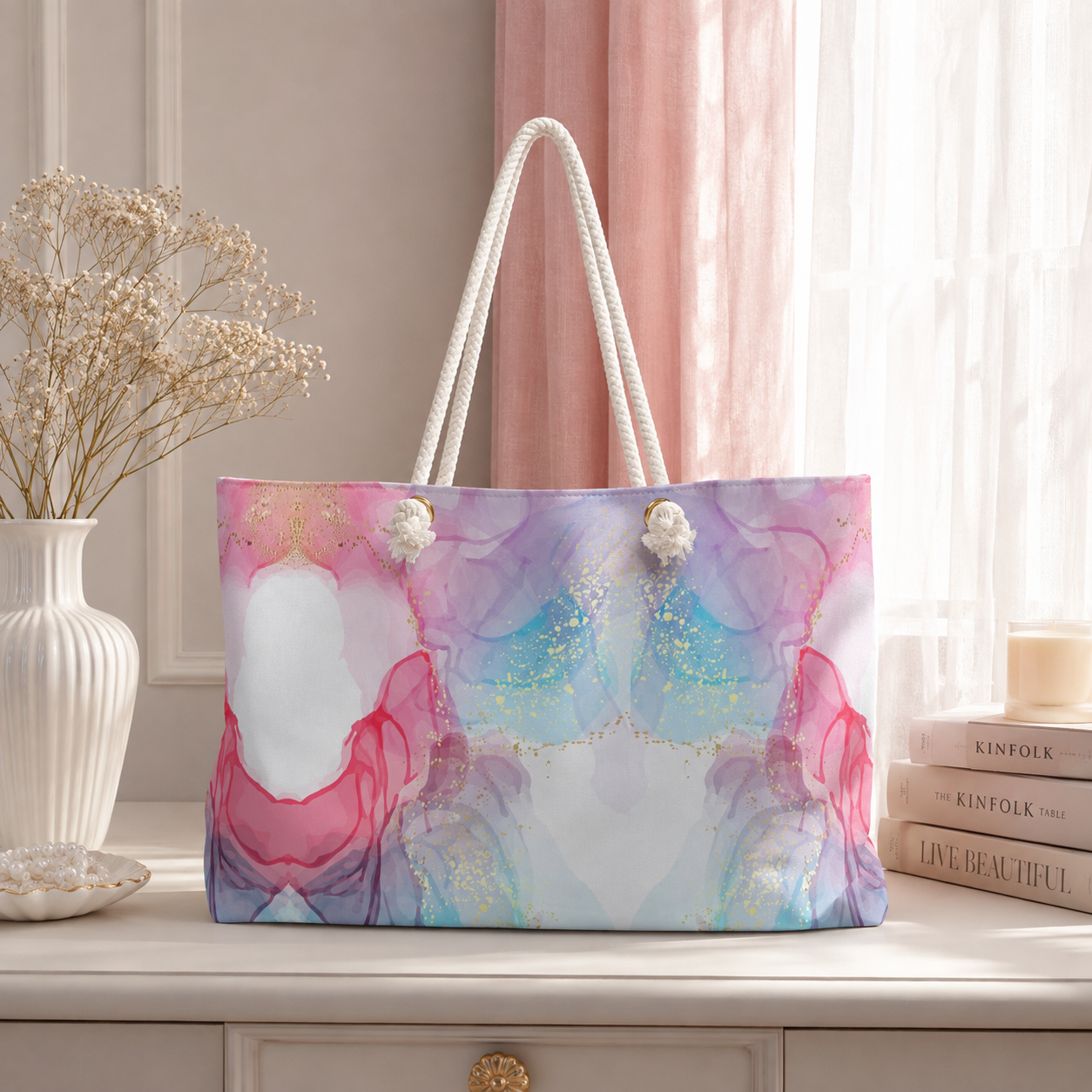 Watercolor Abstract Floral Weekender Bag