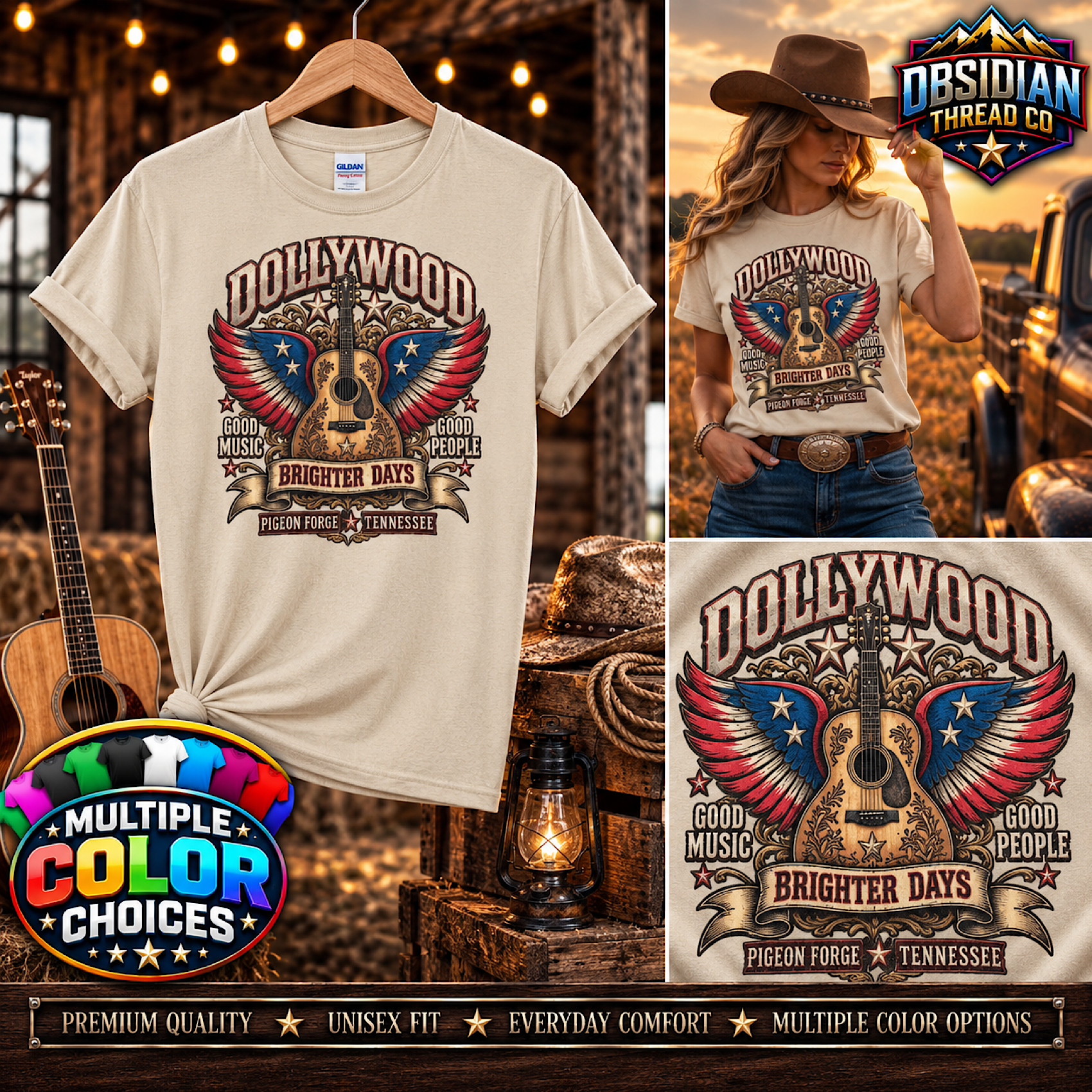 Dollywood Dolly Parton Unisex Shirt Pigeon Forge Tennessee Country Music RIP Tee color preview 3