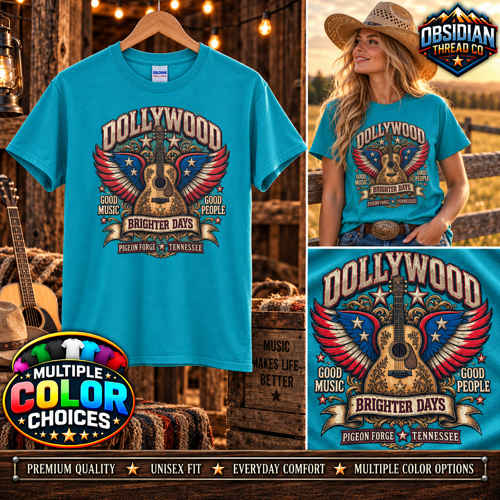 Dollywood Dolly Parton Unisex Shirt Pigeon Forge Tennessee Country Music RIP Tee color preview 4
