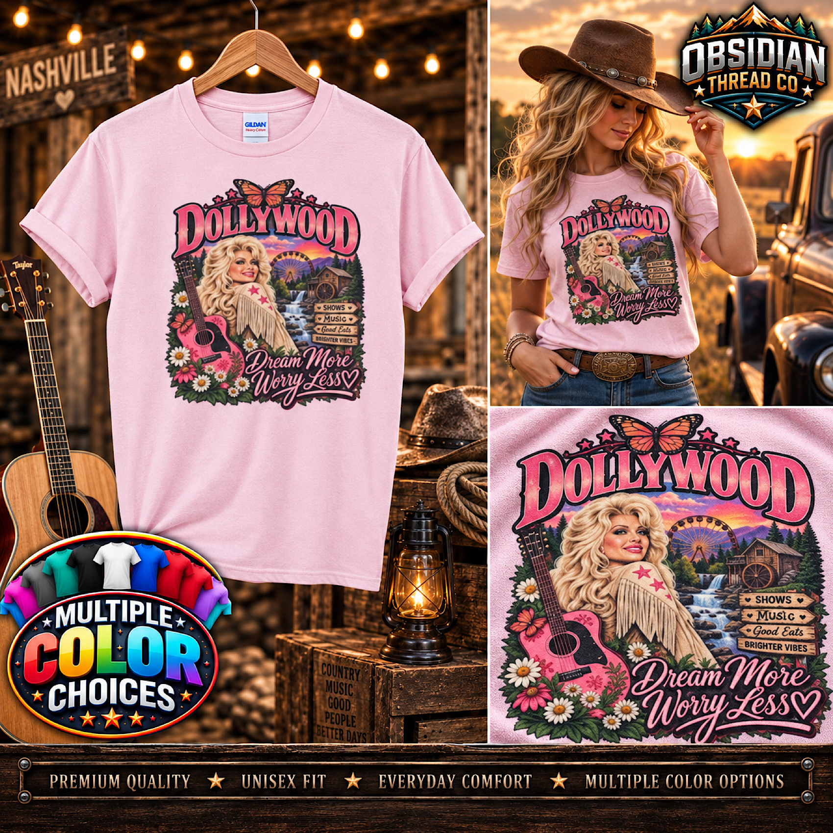 Dollywood Dolly Parton Shirt Vintage Memorial Country Music Nashville RiP Tee color preview 2