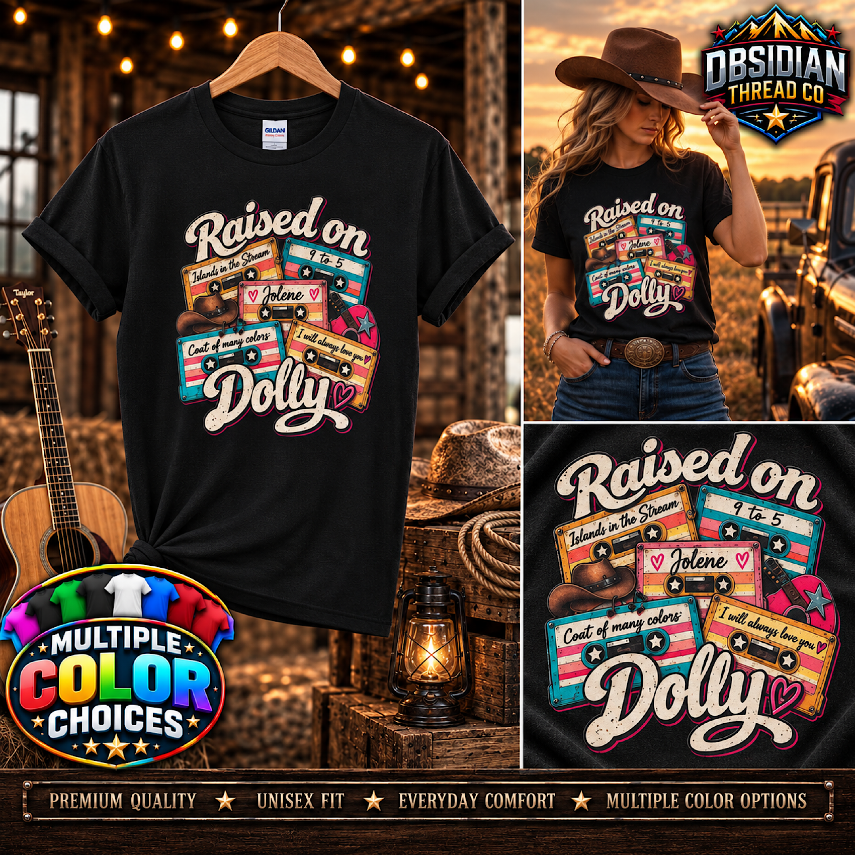 Raised On Dolly Parton Unisex Shirt Country Music Cassette Nashville Retro Tee product preview