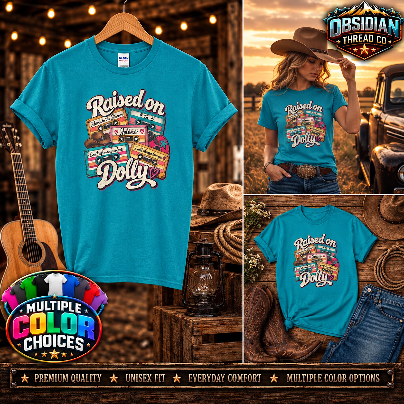 Raised On Dolly Parton Unisex Shirt Country Music Cassette Nashville Retro Tee color preview 4