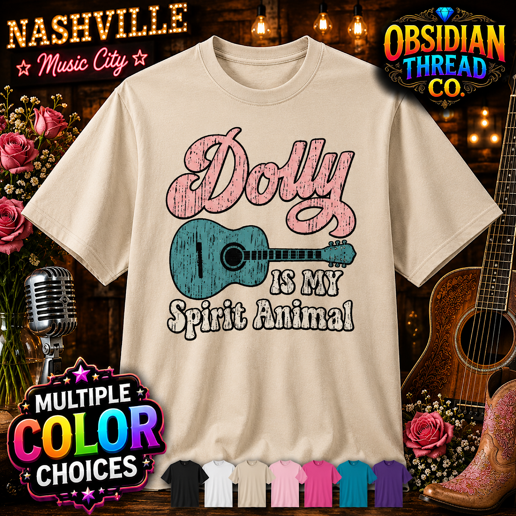 Dolly Parton Spirit Animal Unisex Shirt Country Music Nashville Guitar RIP Tee color preview 3