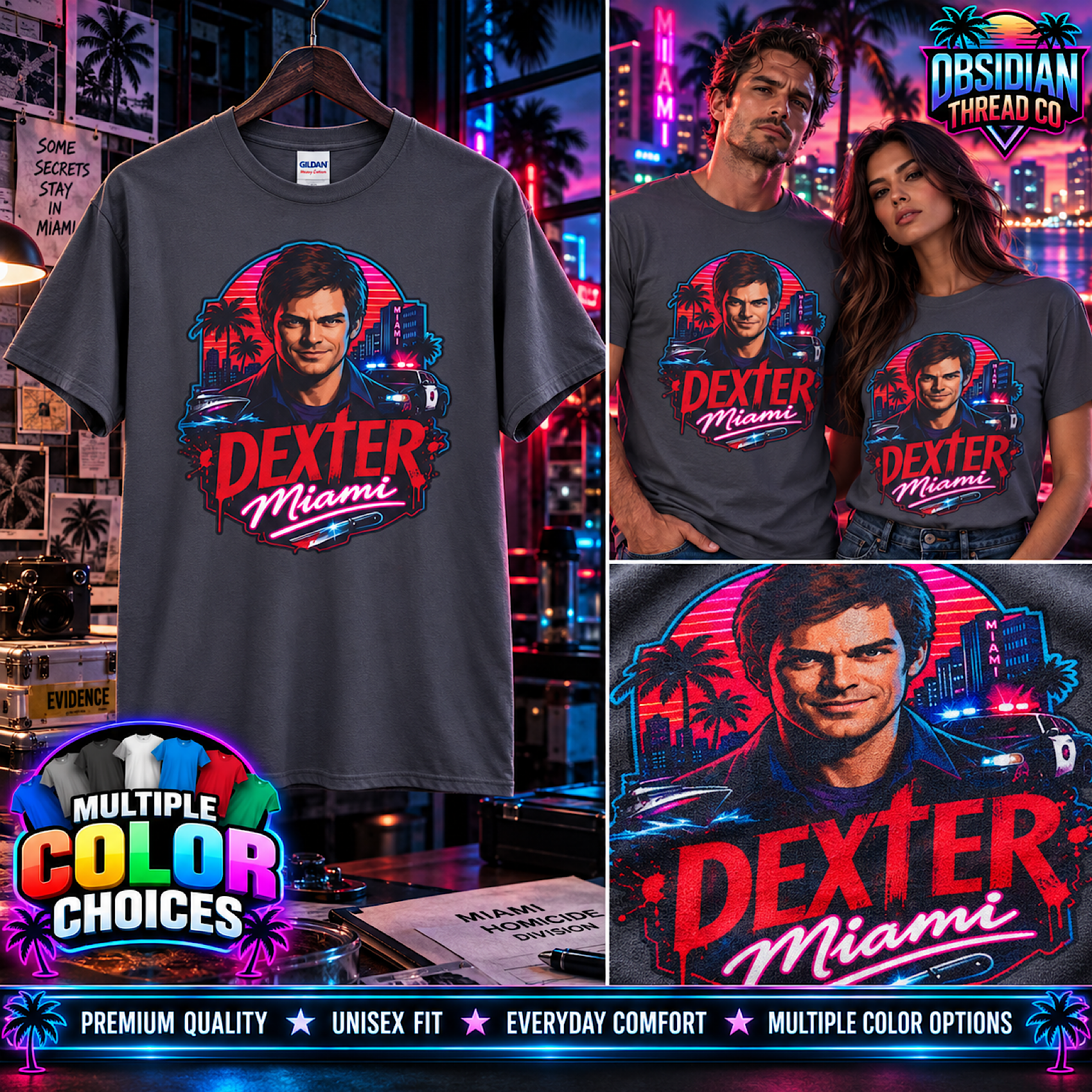 Dexter Morgan Miami Unisex Shirt TV Serial Killer Crime Show Graphic 2026 Tee color preview 2