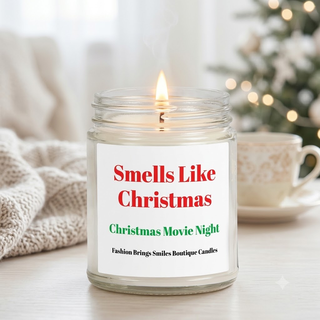 Christmas Movie Night Soy Candle Holiday Gift Cozy Blanket Scent Hot Cocoa Winter Home Decor Xmas Gift for Her