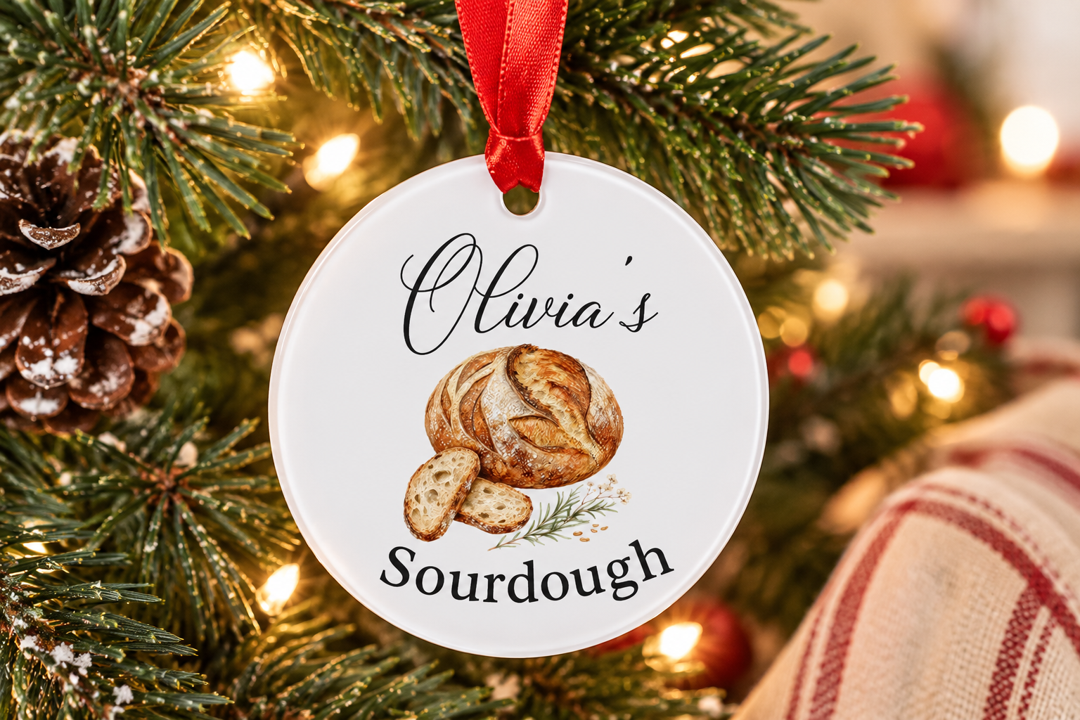 Personalized Sourdough Bread Ornament | Custom Name Acrylic Baking Ornament