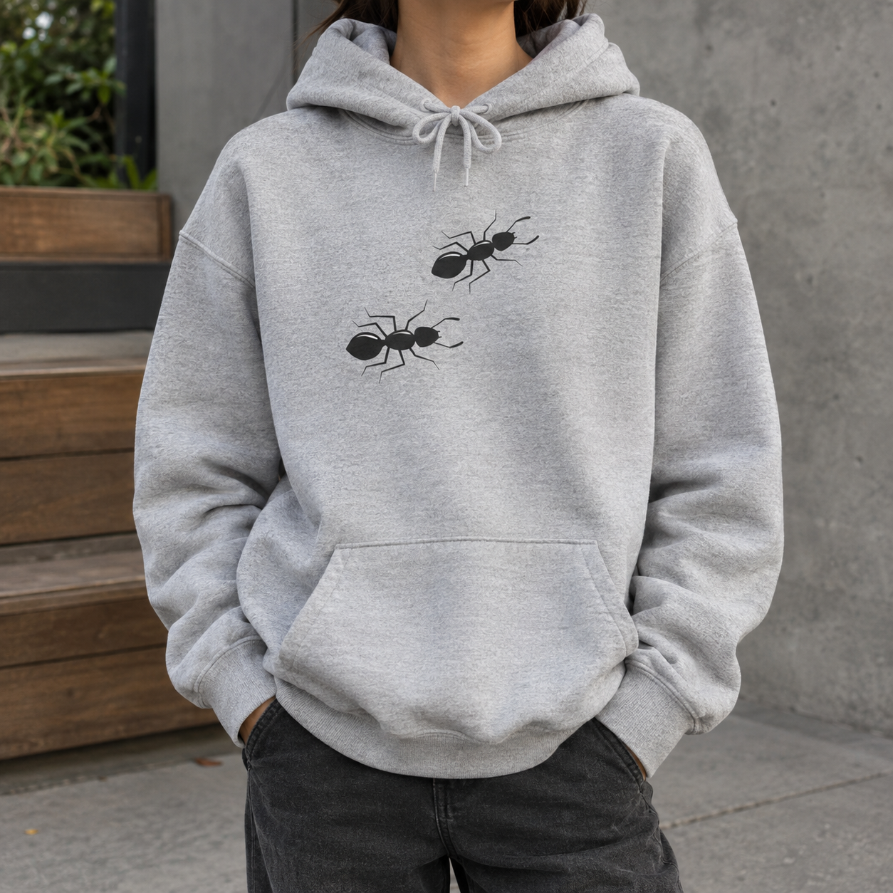 Minimal Ants Illustration Hoodie