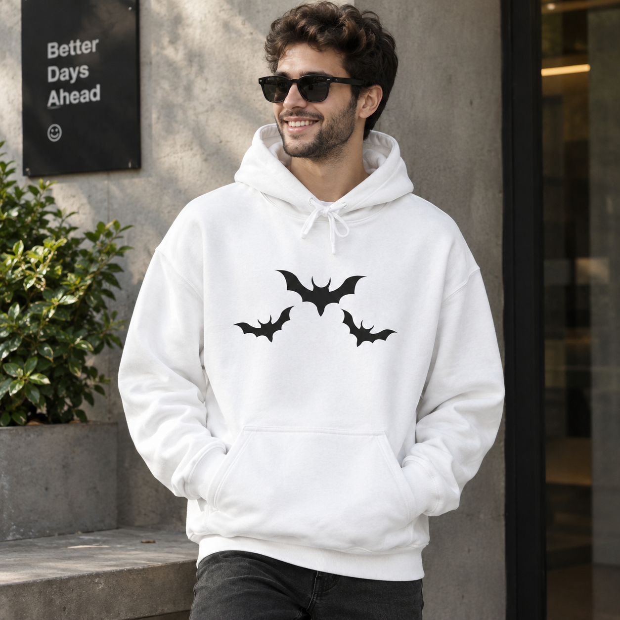 Flying Bats and Hanging Spider Hoodie