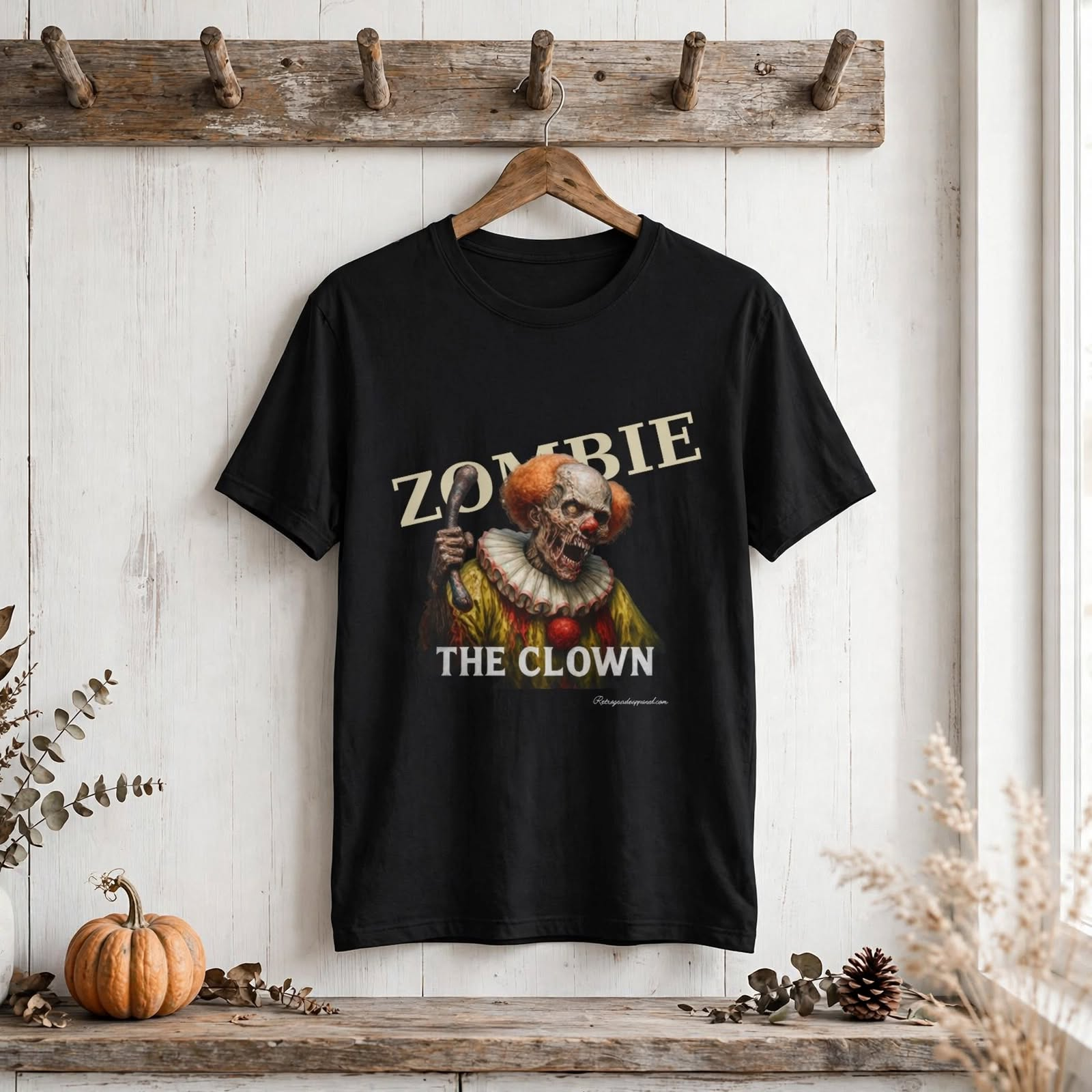 Zombie the Clown Funny T-Shirt, Halloween Horror Tee, Unisex Cotton, Graphic Shirt – Heather Galapagos Blue, L