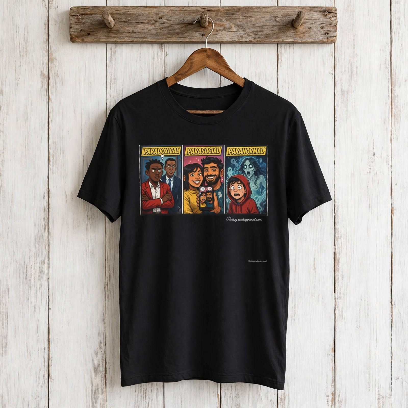 Paradoxical, parasocial, paranormal, T-Shirt, Retro Graphic Tee, Patriotic Parody, Halloween adjacent