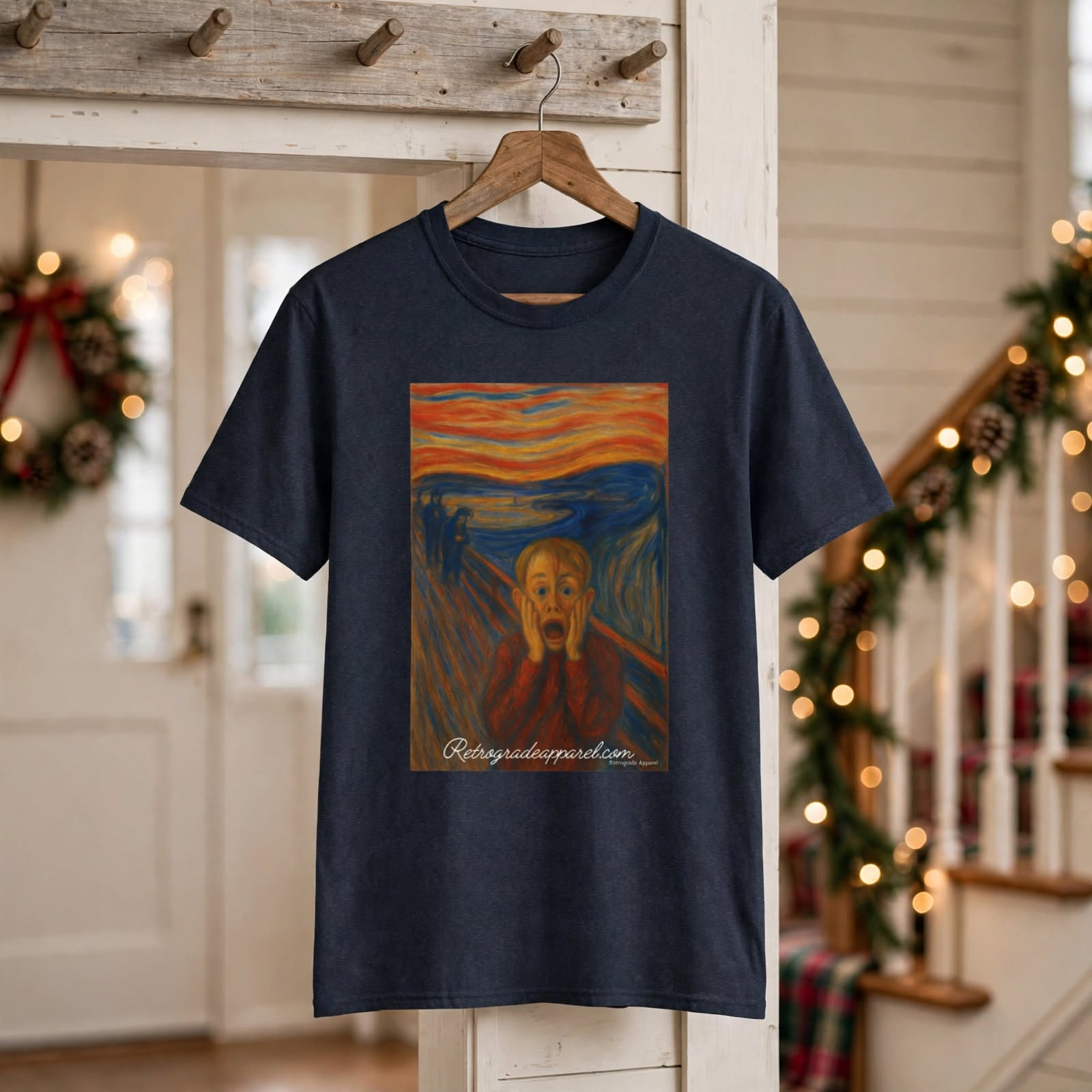Scream Alone, Artistic Retro Unisex Softstyle T-Shirt, Funny Art Design, Vintage Tee, Graphic Tee, Hipster Shirt – Heather Orange, M