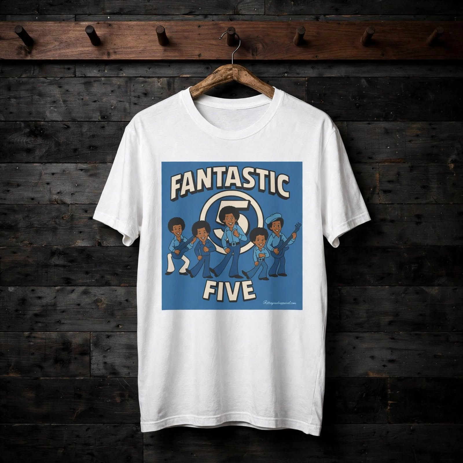 Fantastic Five T-Shirt — Retro Family Superhero Graphic Tee – Orange, XL
