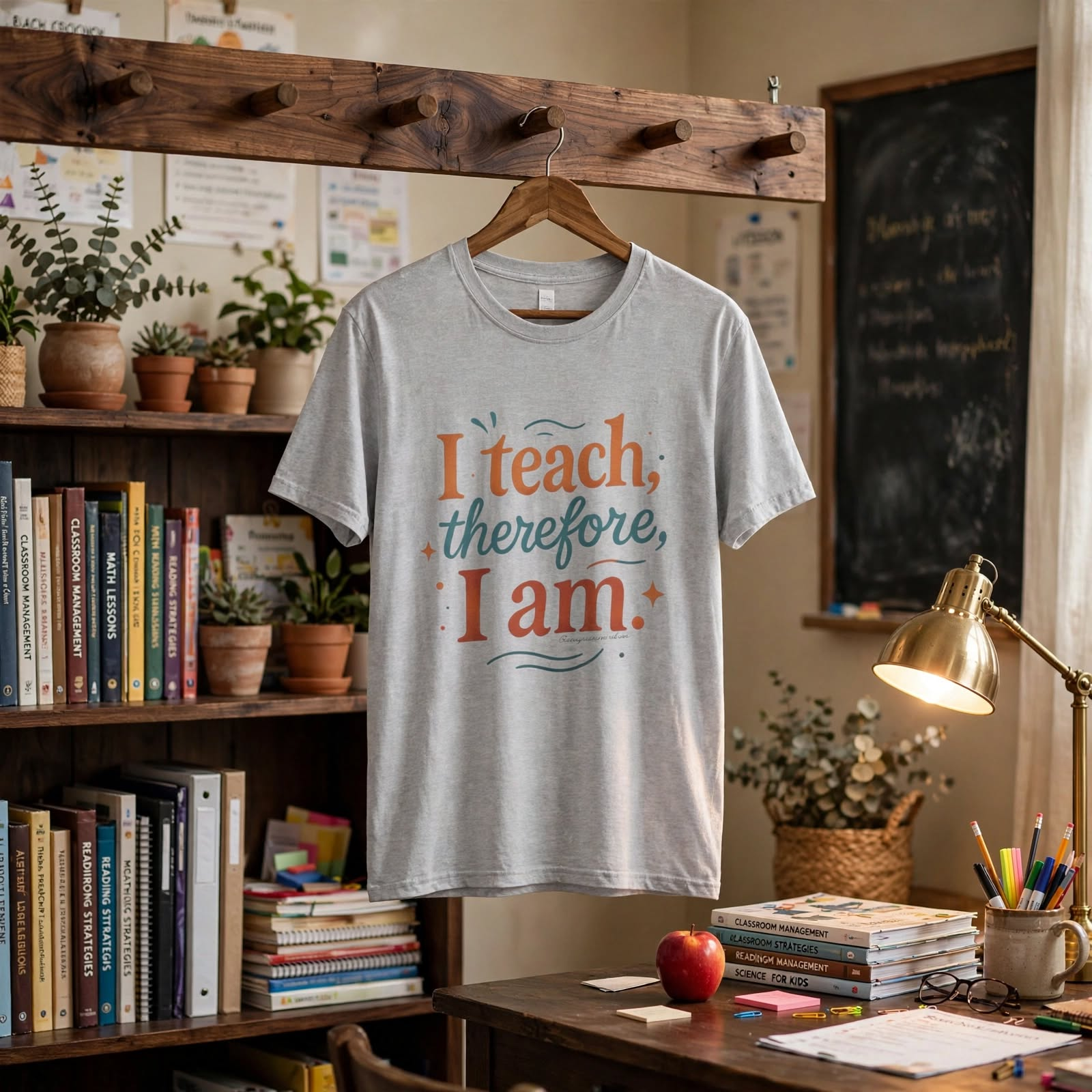 Teacher T-Shirt - "I Teach, Therefore I Am" Graphic Tee for Educators