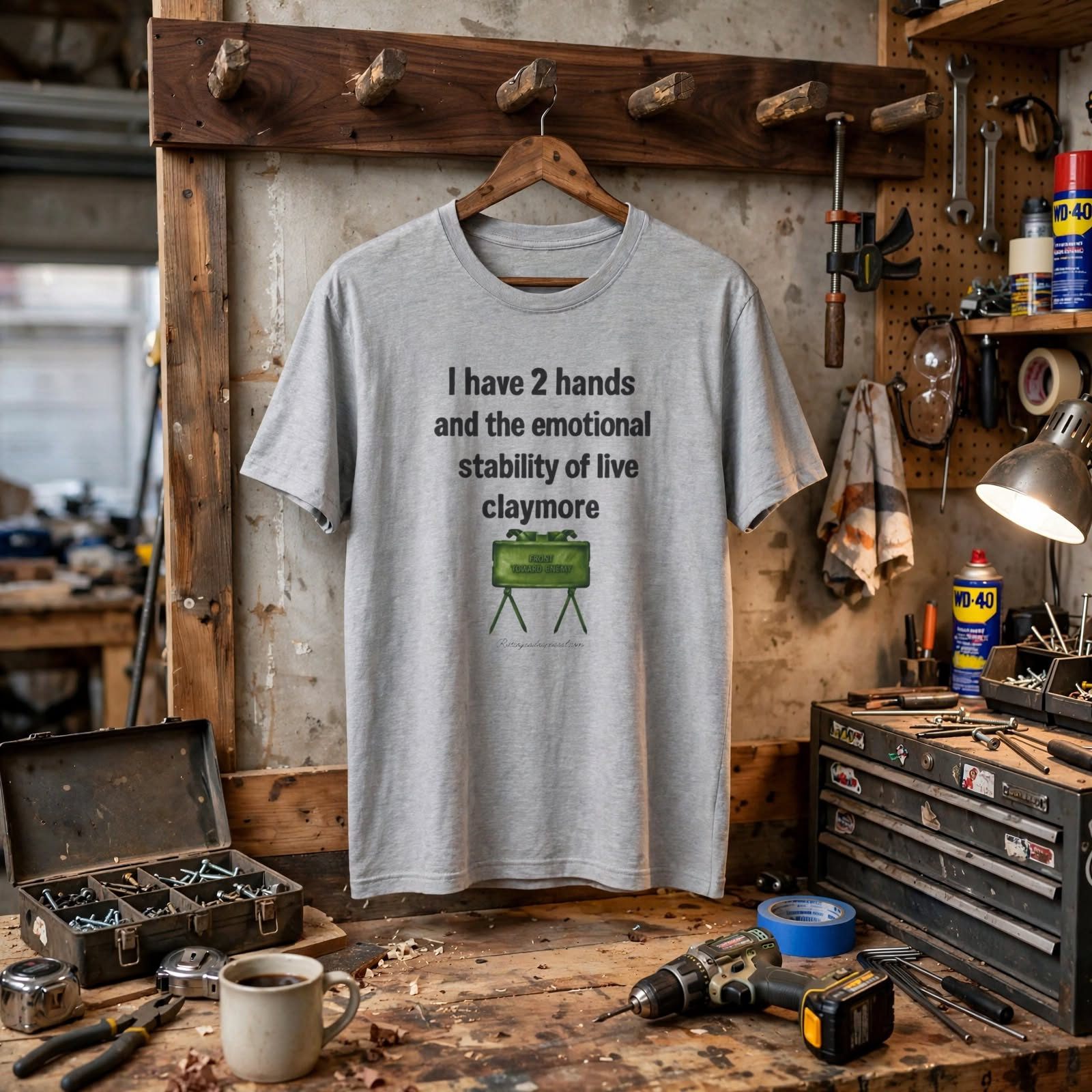 Claymore Meme T-Shirt — "I have 2 hands and the emotional stability of live claymore"