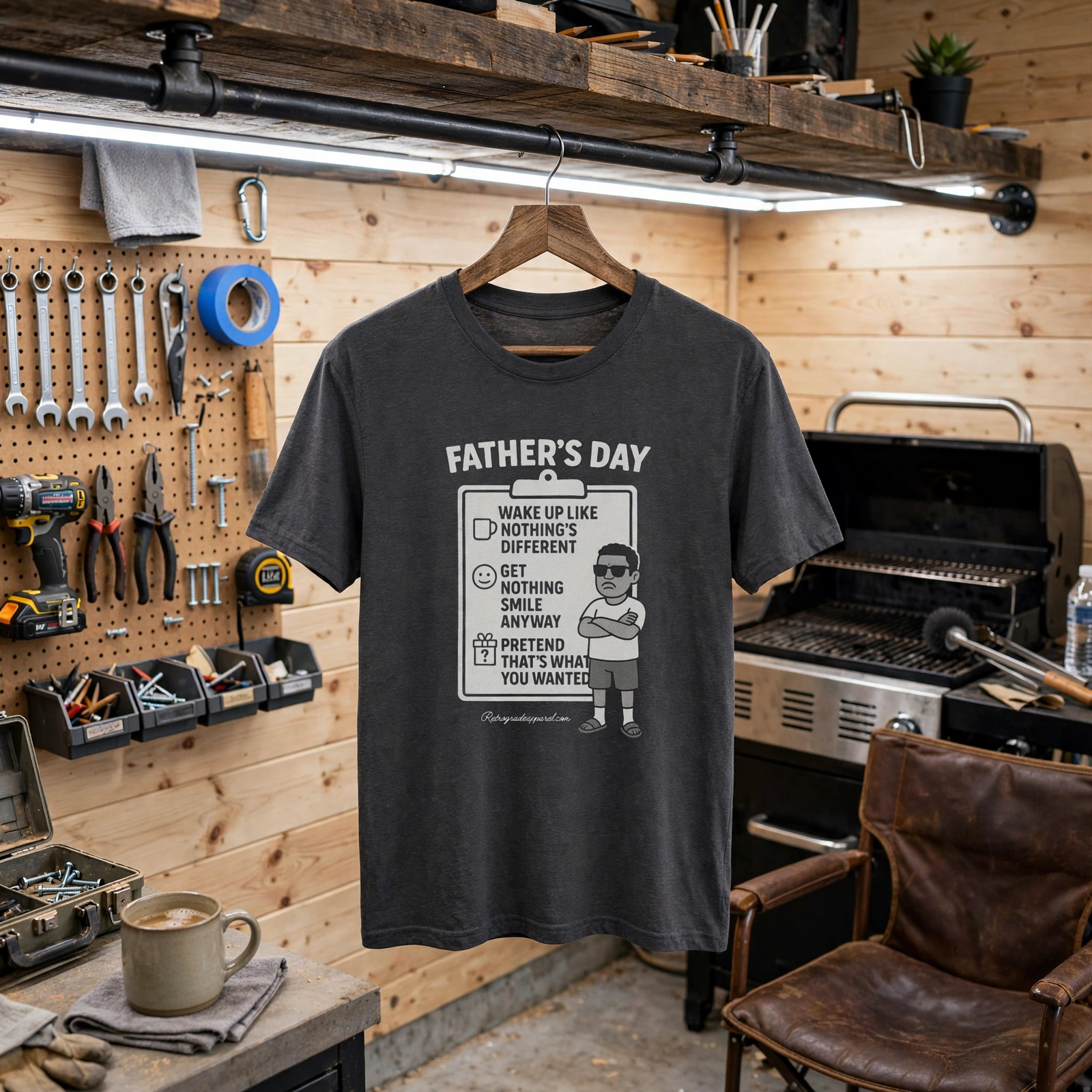 Father's Day Checklist T-Shirt — Funny "Wake Up Like Nothing's Different" Dad Tee – Irish Green, M