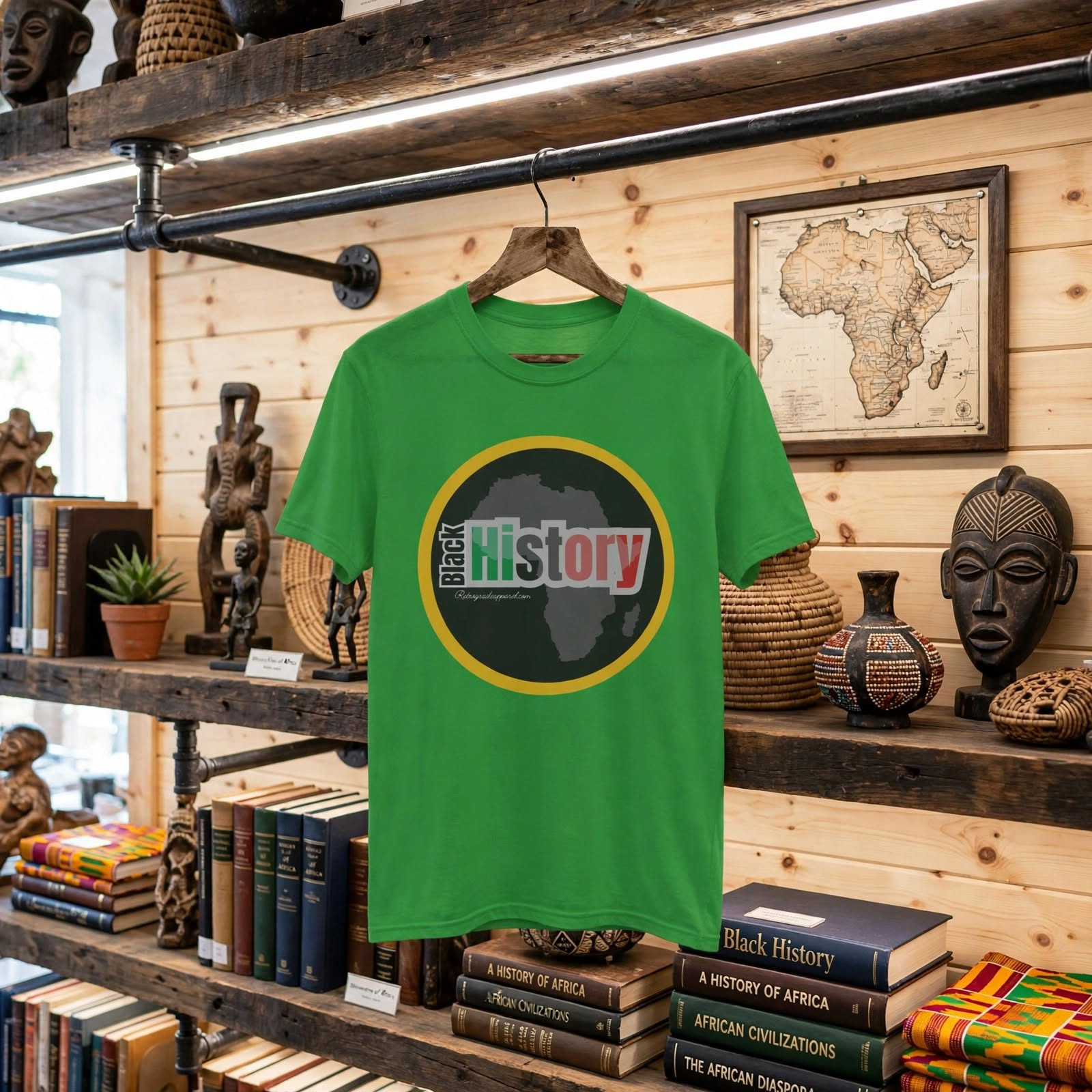 Black History Africa Map T-Shirt — "Black History" Retro Circle Design – Sport Grey, S