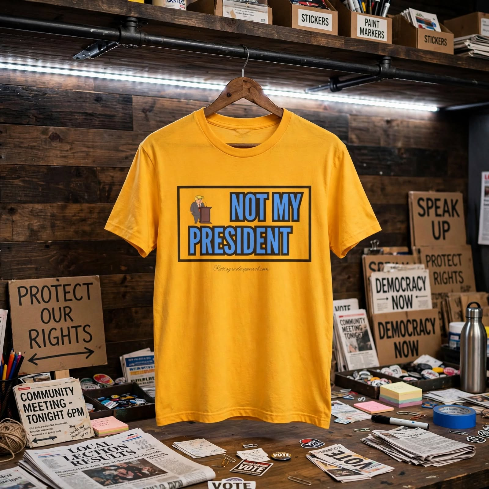 Not My President (humor),Unisex Softstyle T-Shirt, Sportswear, Casual Tee, Gift for Basketball Lovers, Retrograde Apparel – Heather Maroon, XL
