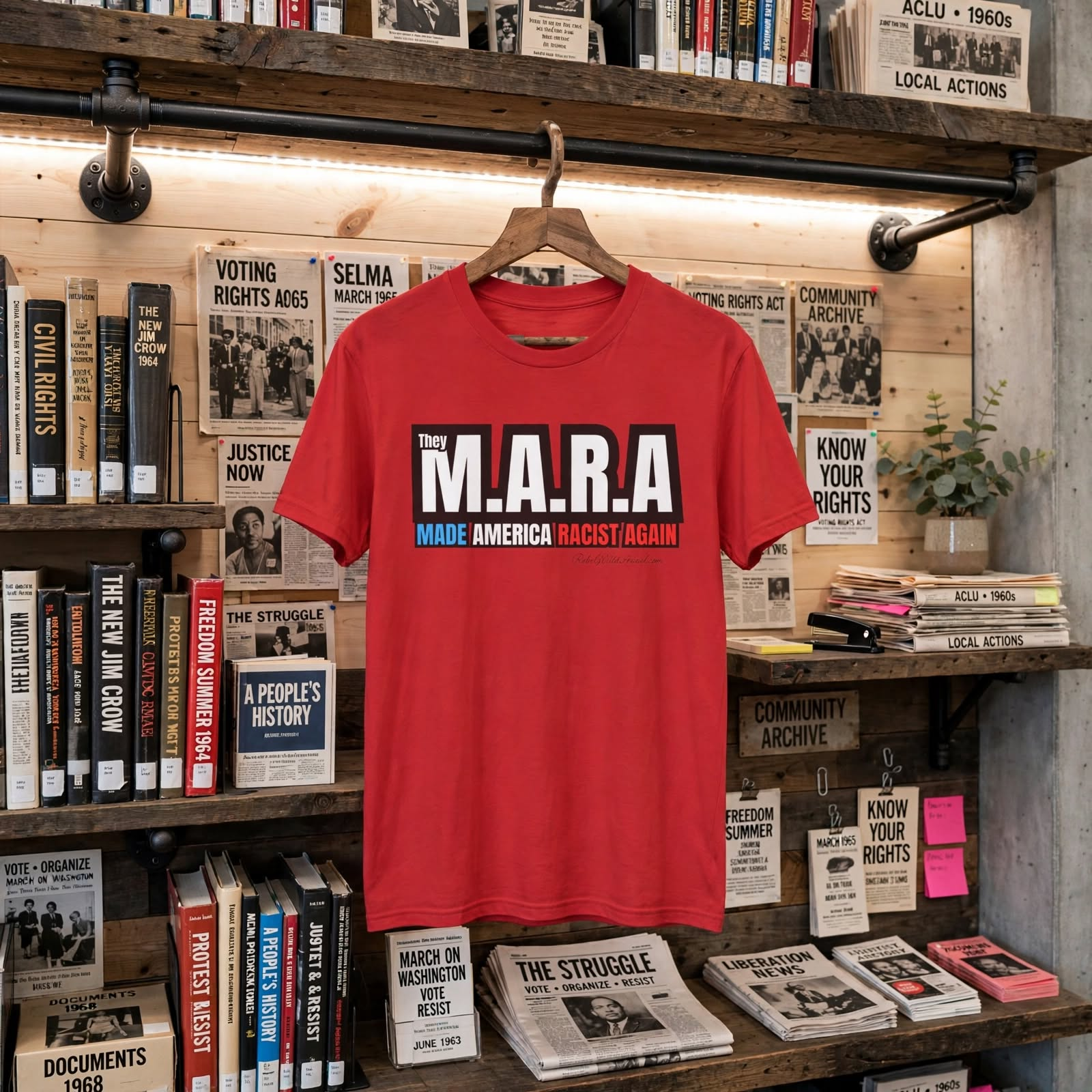 MARA shirt, (They M.A.R.A. aka They Made America Racist Again), Social Awareness Tee, Anti-MAGA shirt – Heather Military Green, XL