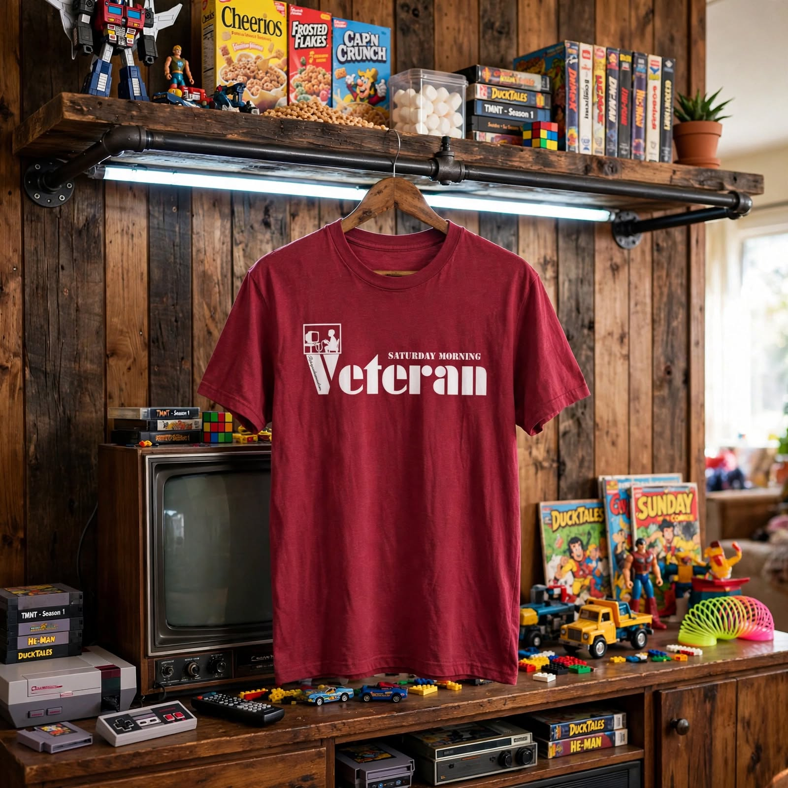 Saturday Morning Veteran T-Shirt — Retro Bold Veteran Graphic Tee